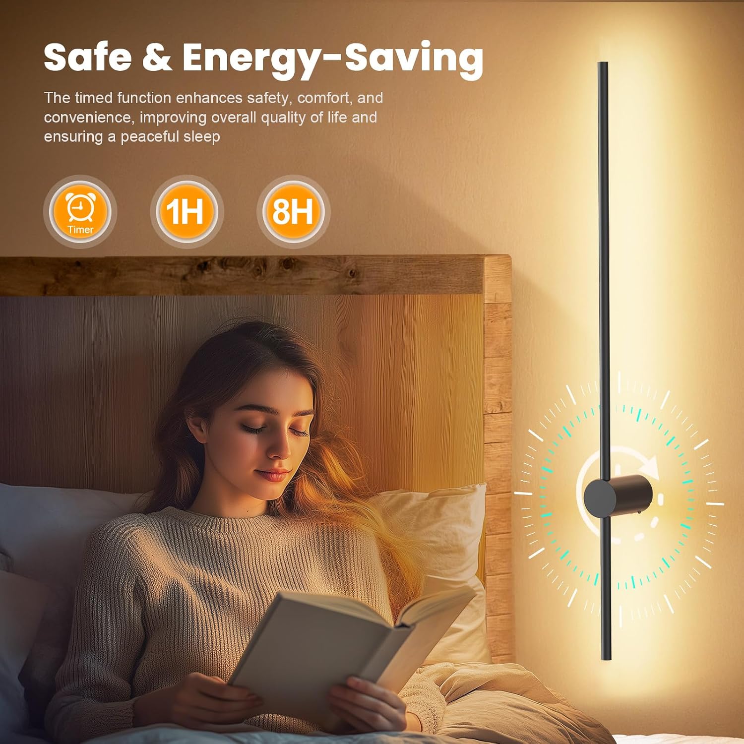 35.4 Inch Battery Operated Wall Sconce Set of 2,Black Minimalist Rechargeable LED Wall Lights with Remote, 10 Colors