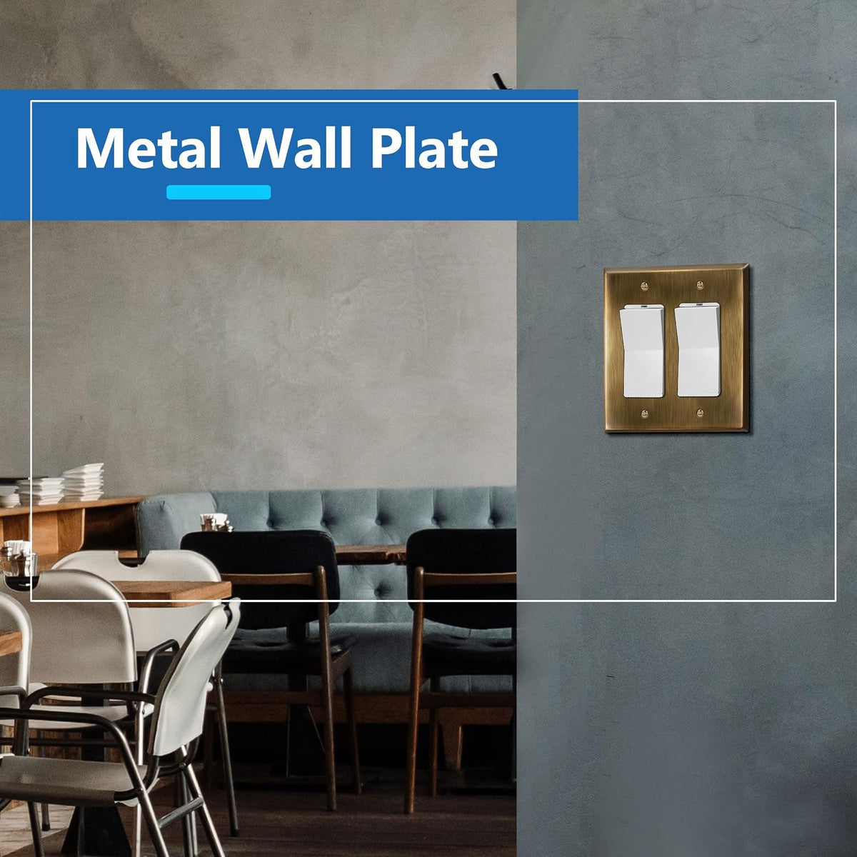 LIDER Decorator Switch or Receptacle Metal Wall Plate, Mid-Size 2-Gang | Corrosion Resistant, 2-Pack, Outlet Cover