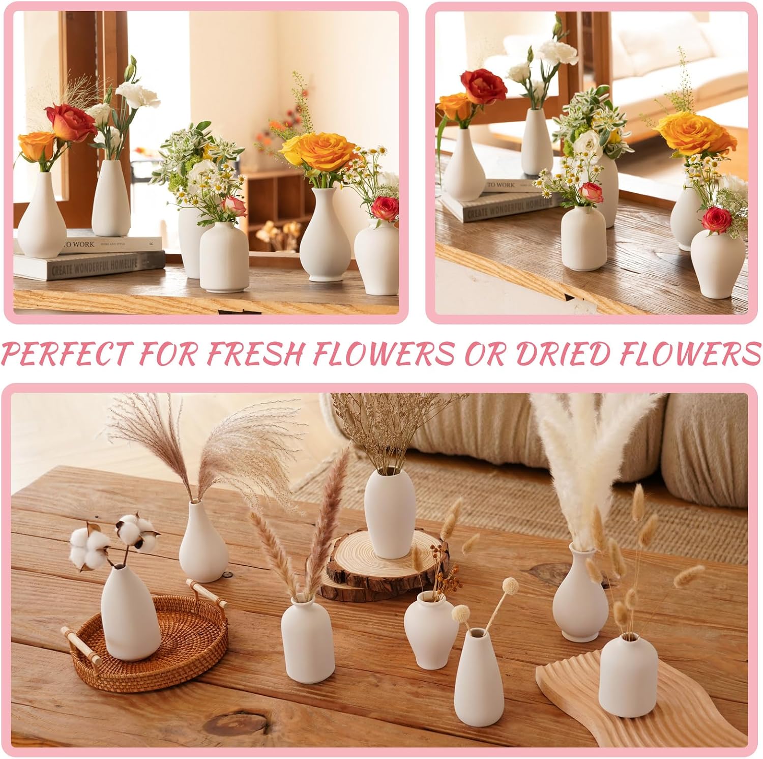 Ceramic Bud Vase / White / Set of 8