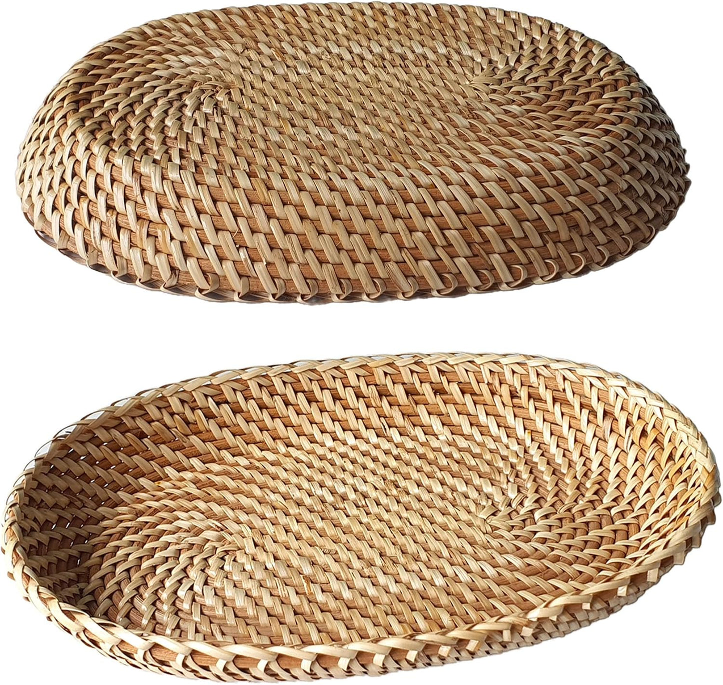 Rattan Bread Basket for Serving " Oval Wicker Fruit Tray Handmade Small / 12 x 8 x 2 / Natural