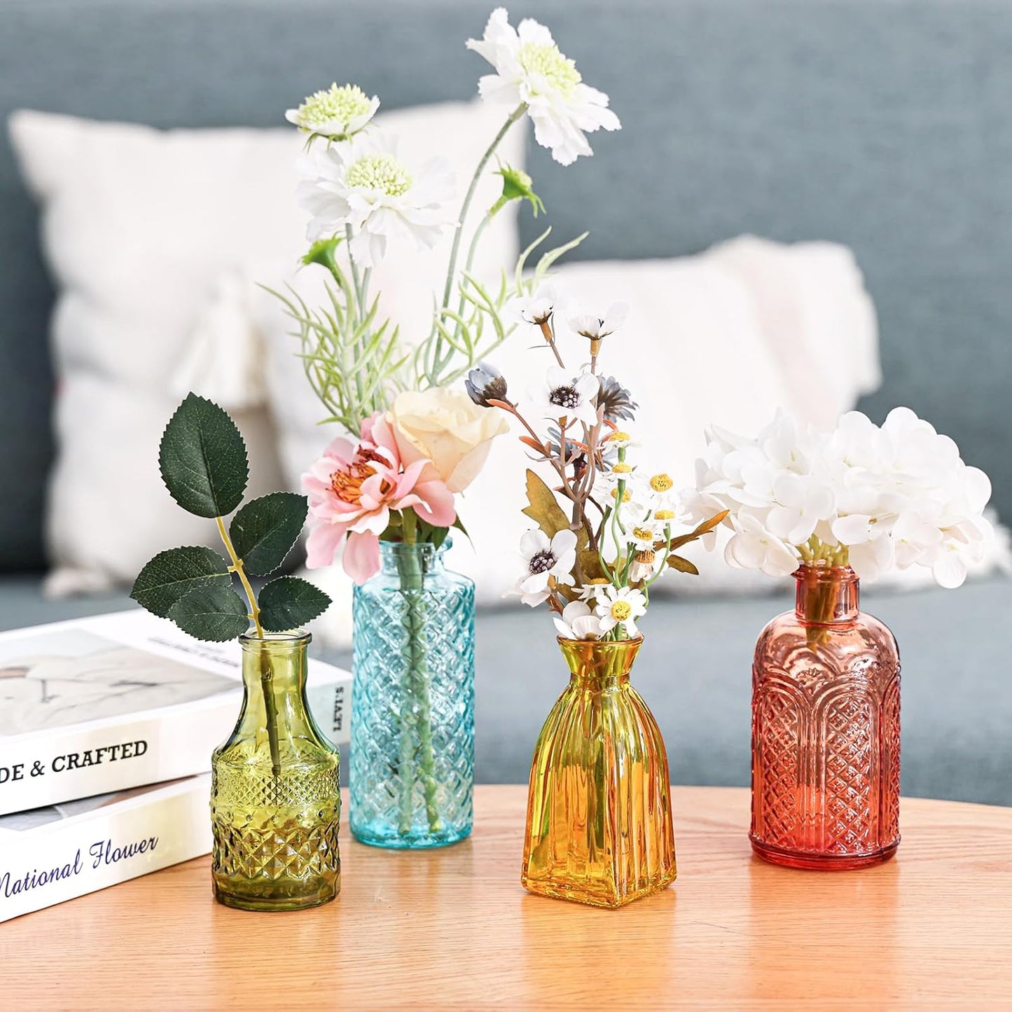 Glass Bud Vase Set / Colorful / Set of 18