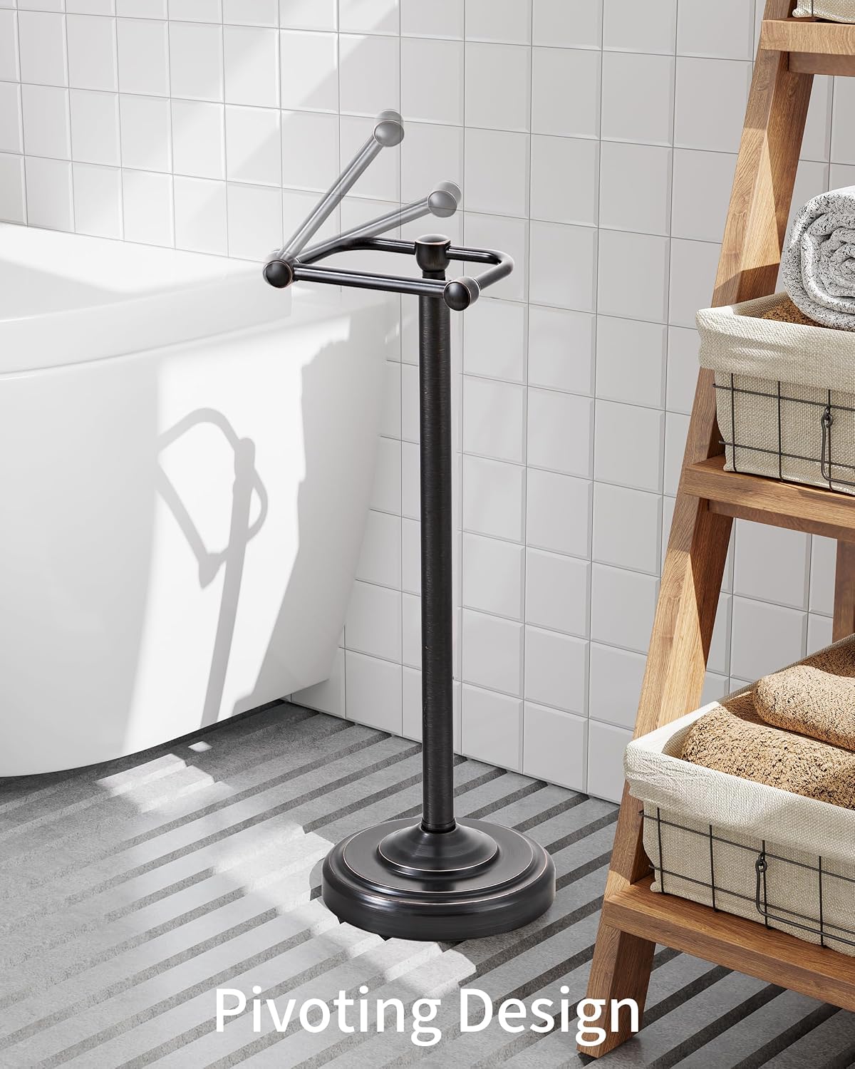 Toilet Paper Holder Stand Oil Rubbed Bronze Stainless Steel | Stable Weighted Base and Post Pivoting Design Easy to