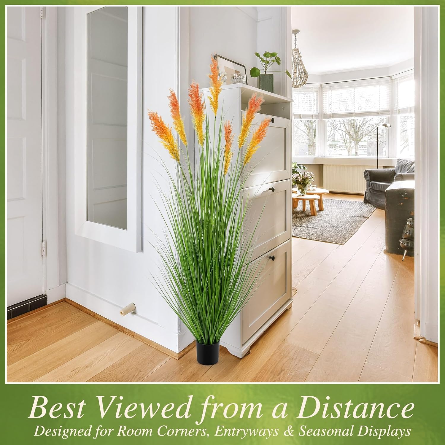 Tall Artificial Grass Plant Outdoor Faux Pampas Grass Potted Ornamental Plant UV / 5 Ft / Set of 2