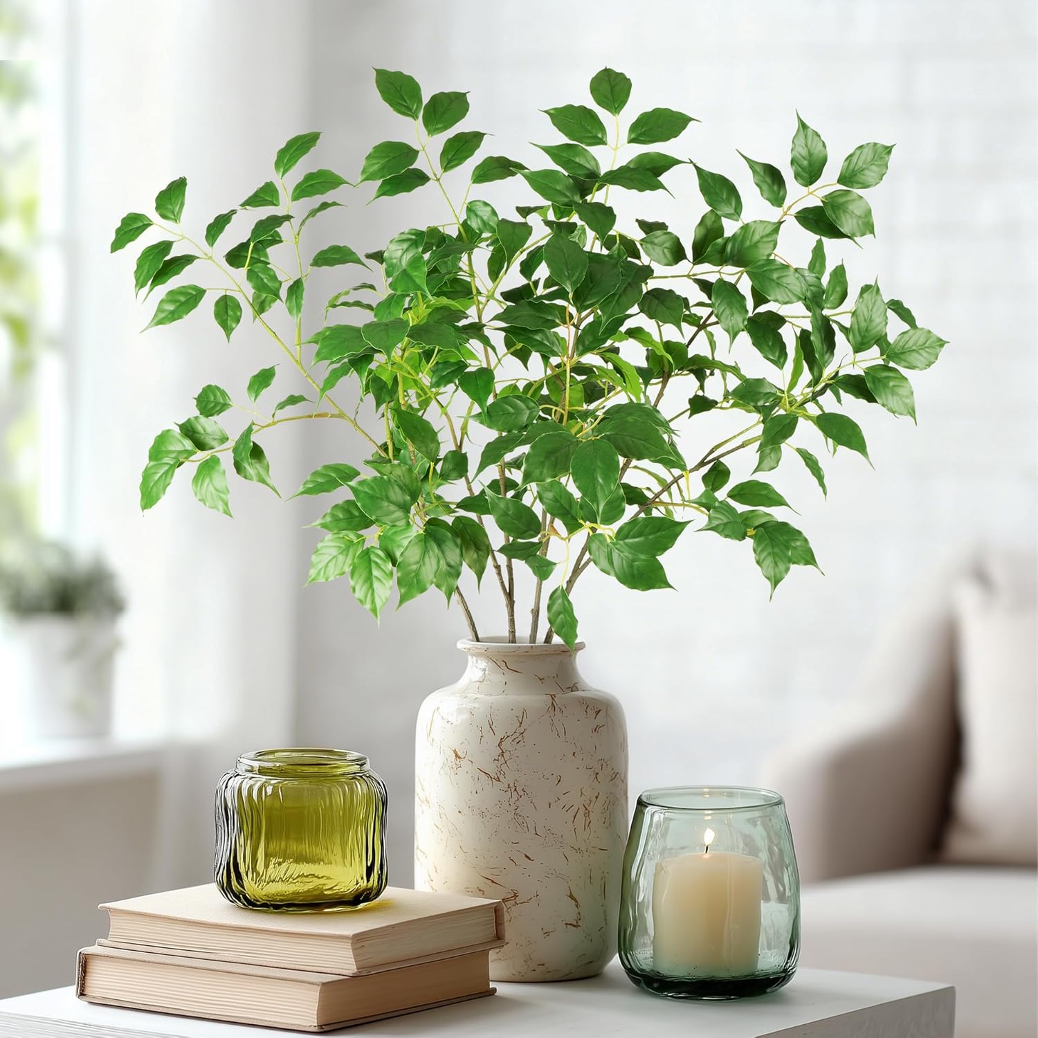 Fake Plants Faux Eucalyptus Stems Artificial Greenery Stems / Green-rsy4 / 31.5 Inch / Set of 4