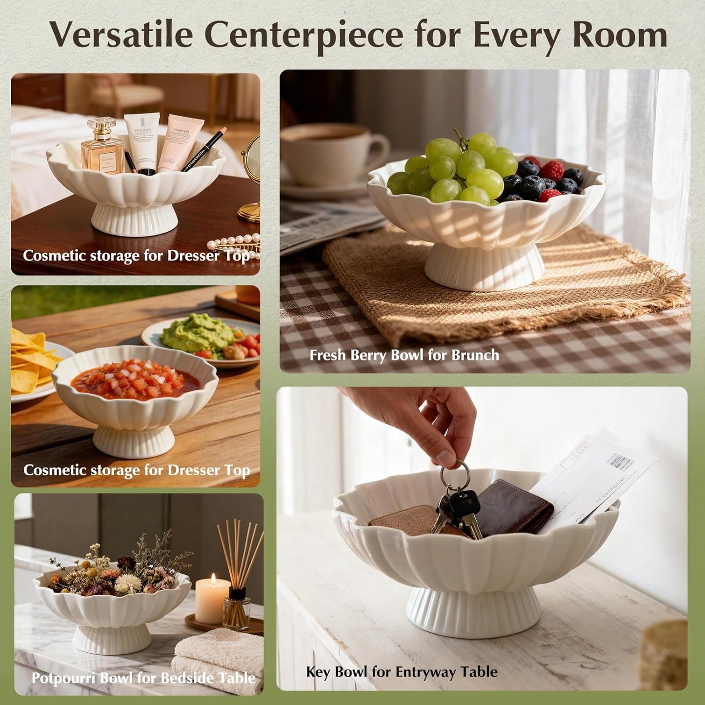 9- Ceramic Centerpiece Bowl / White