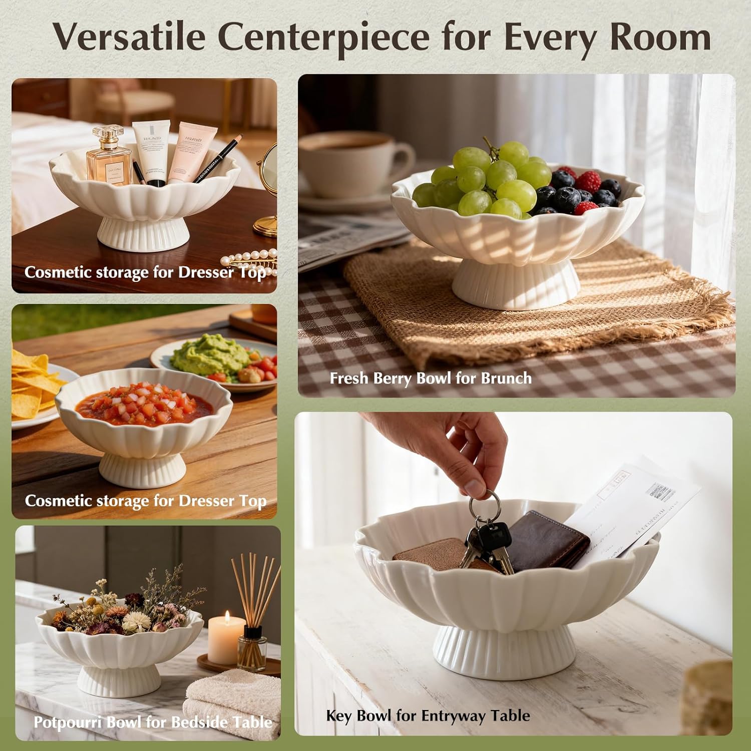 9- Ceramic Centerpiece Bowl / White