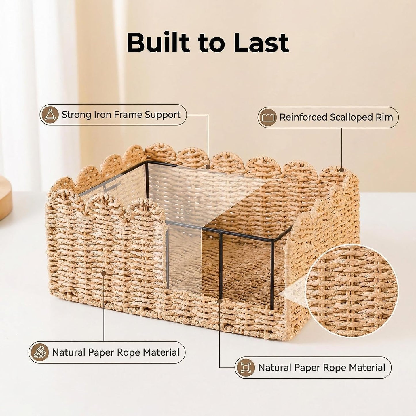 Scalloped Basket / Hand Woven Baskets / M