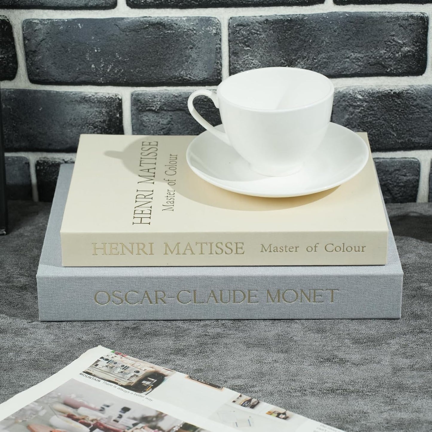 Vintage Faux Books / Grey+beige / Set of 2