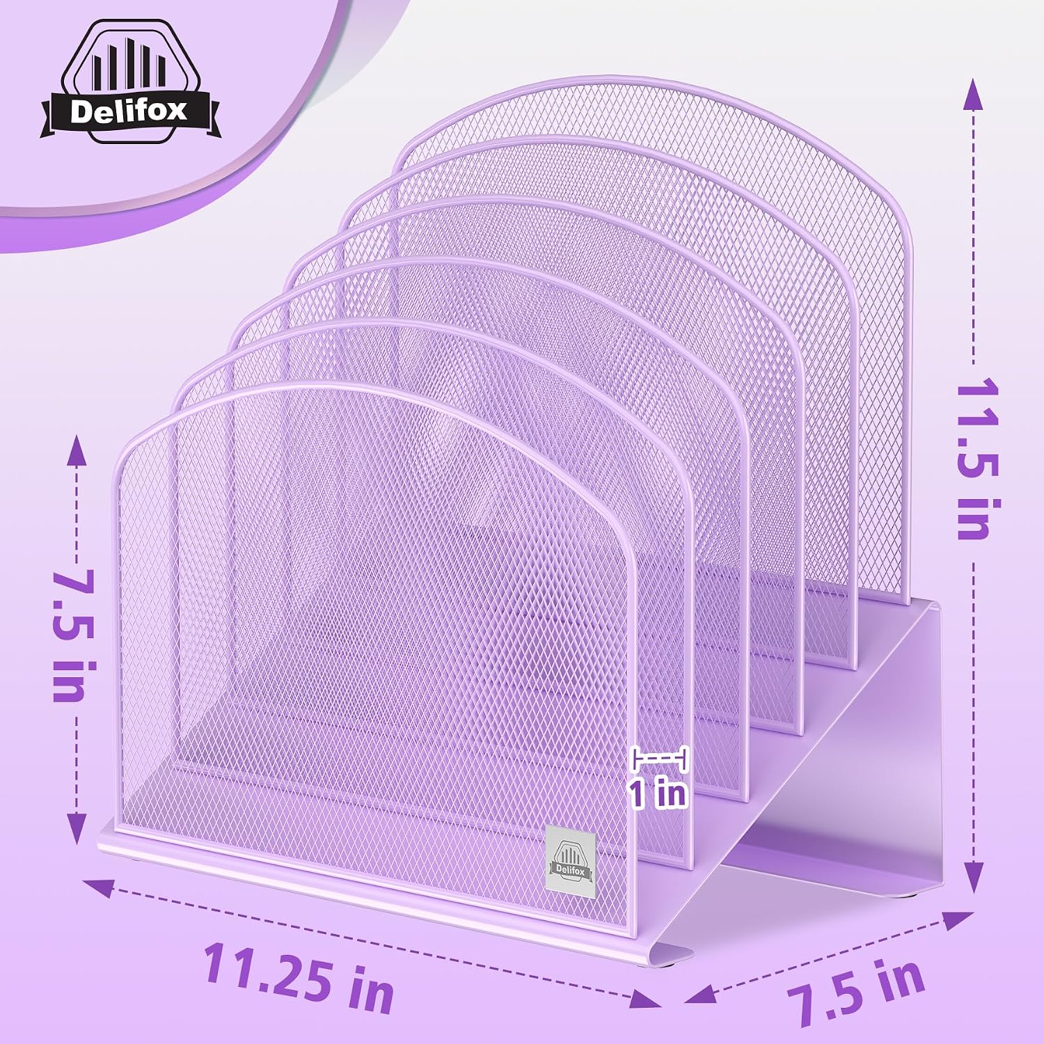 Delifox Inclined Desk File Organizer,Vertical File Folder Holder Stand Metal Rack File Sorter for Office Classroom