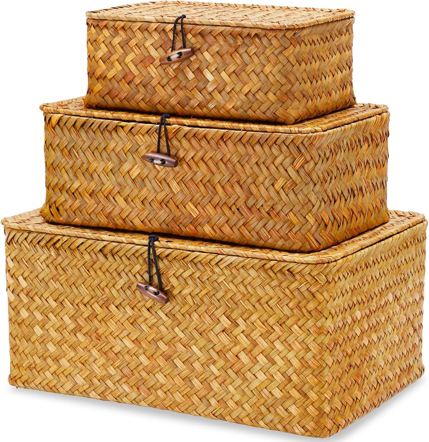 Handwoven Baskets for Storage / Rectangle / Set of 3