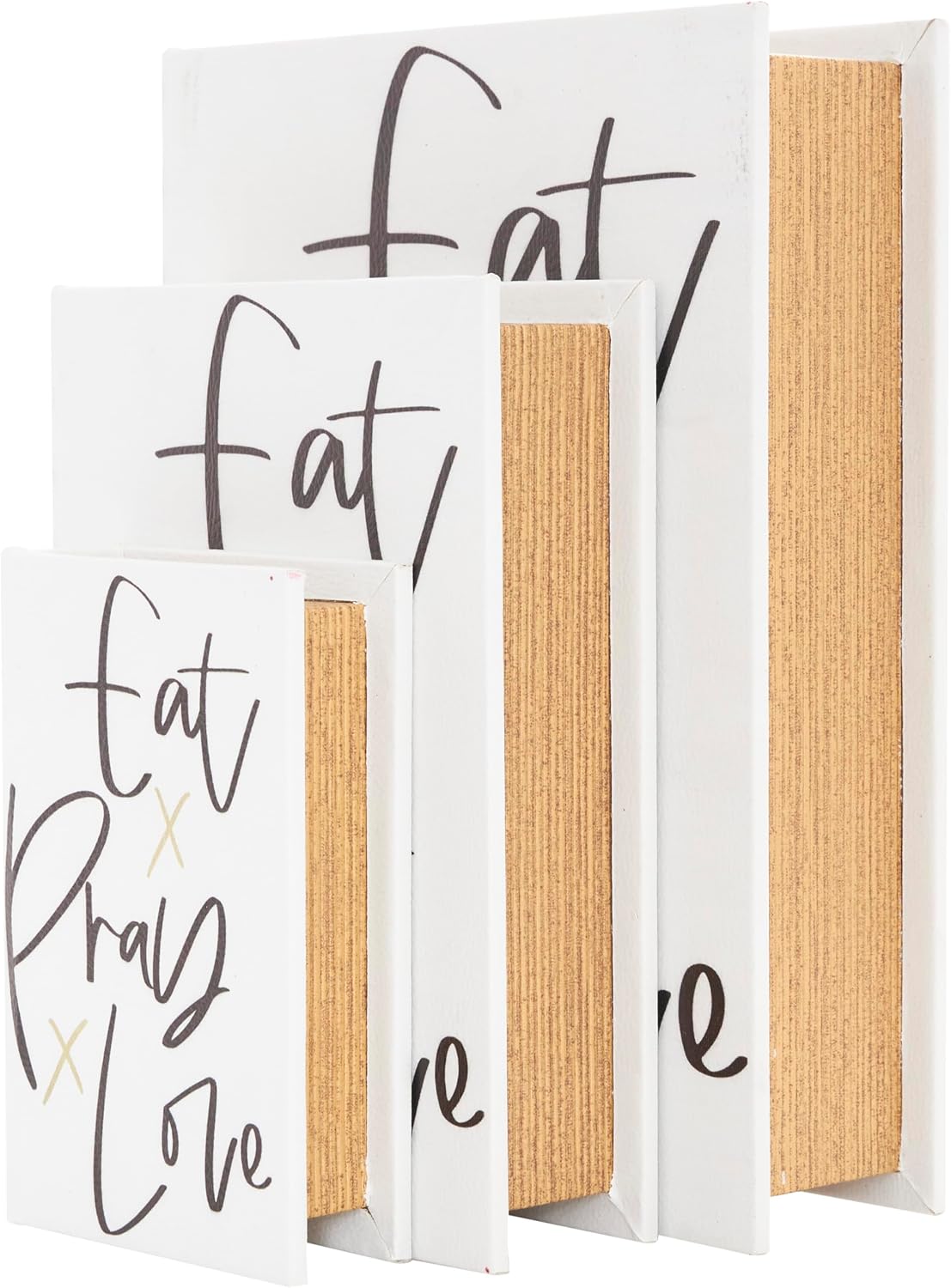 Love Faux Storage Book Book Shaped Boxes / White / 10.65", 8", 6"H