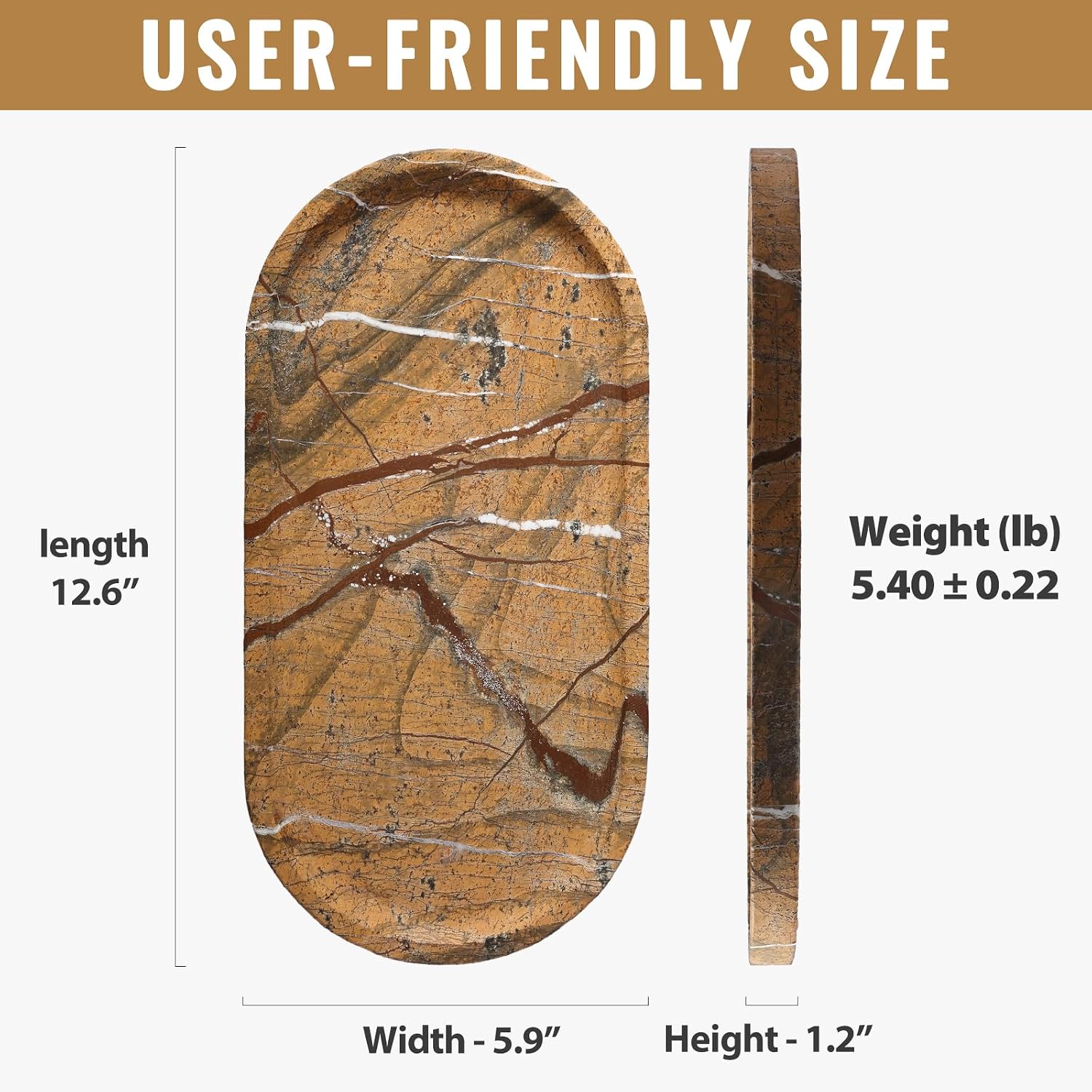 Candles / Countertop Organizer / Brown Red Marble-rainforest Gold / 12 x 6 x 0.8
