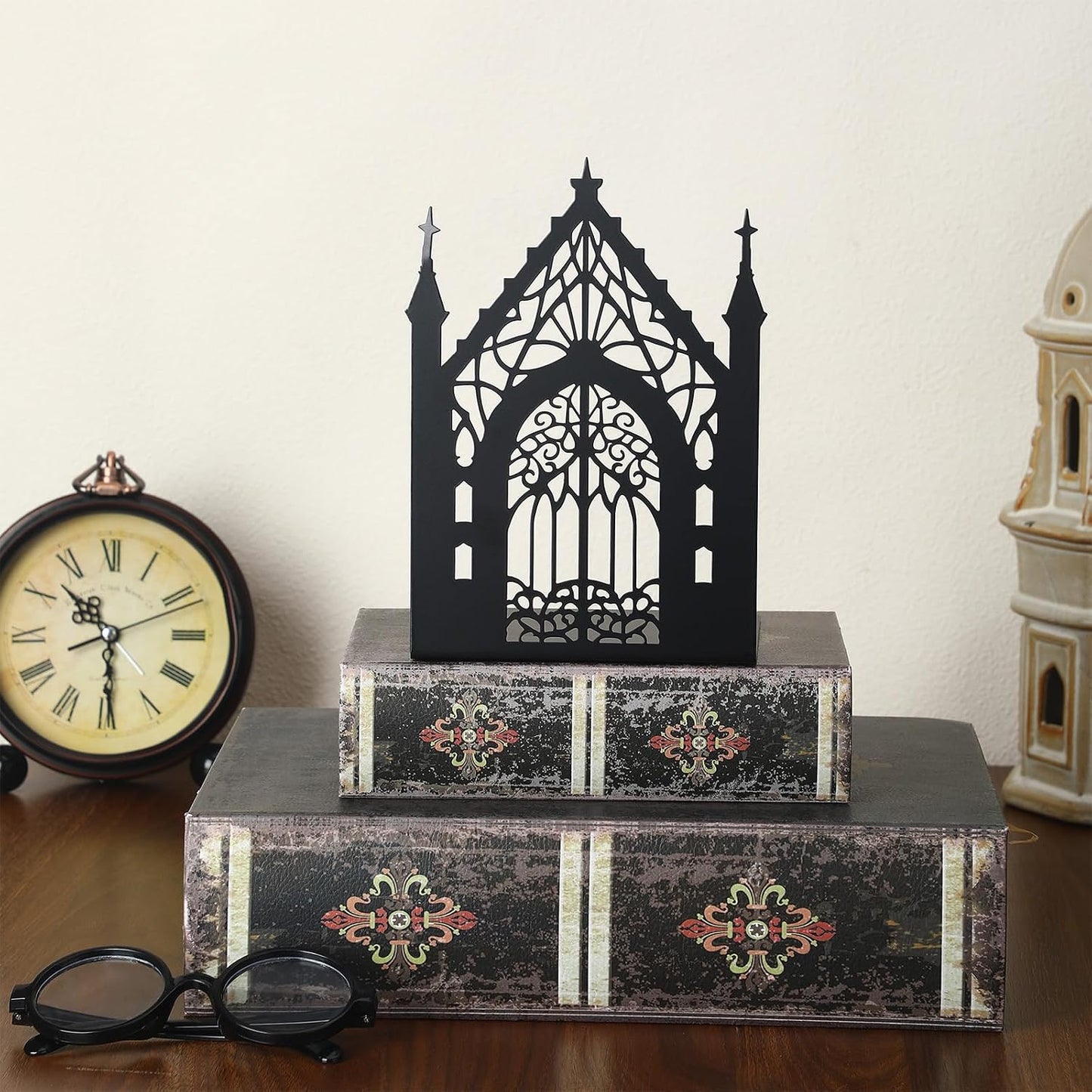 Gothic Metal Bookends Decor Metal Bookend Heavy Duty Gothic Themed Book Lovers Gifts / Black