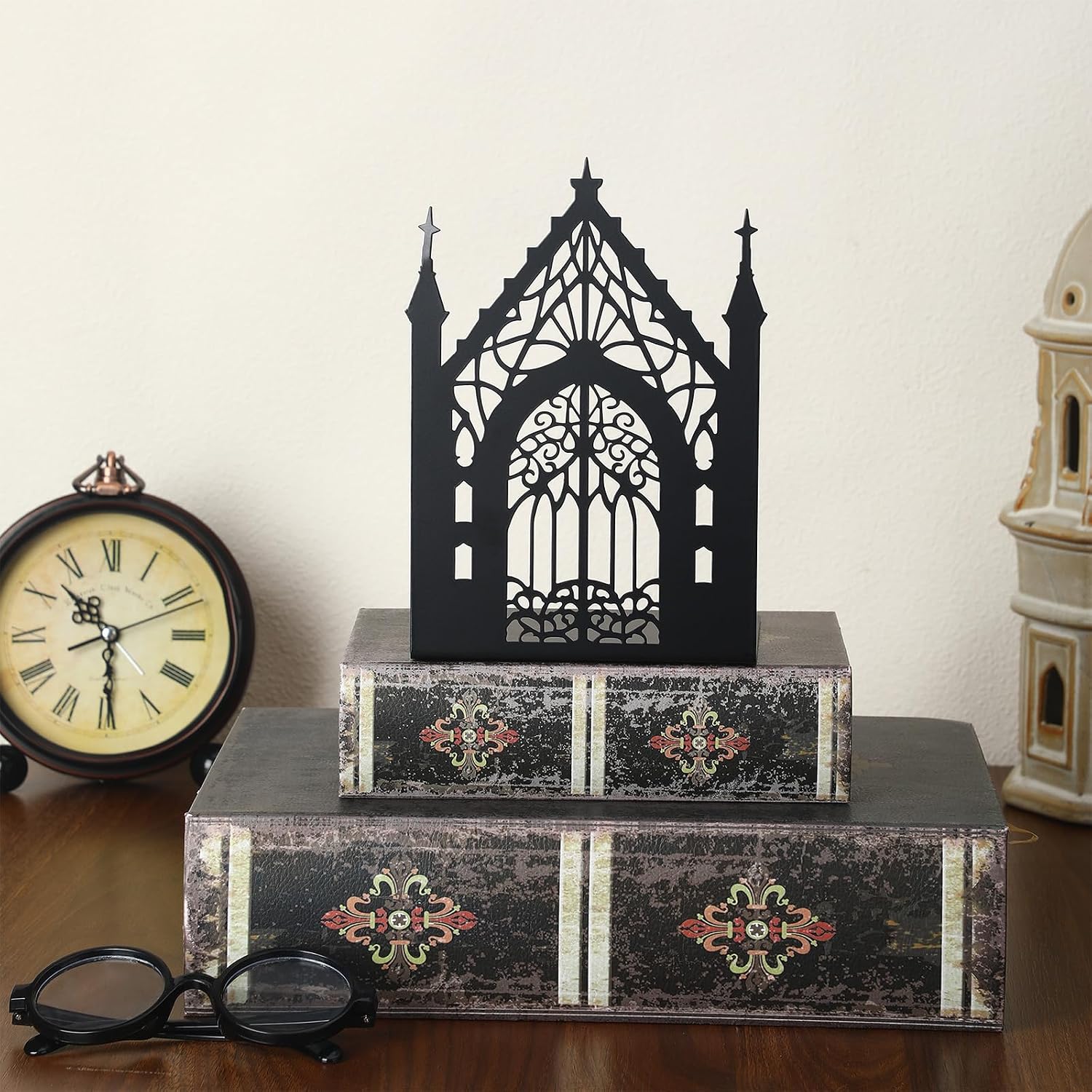 Gothic Metal Bookends Decor Metal Bookend Heavy Duty Gothic Themed Book Lovers Gifts / Black