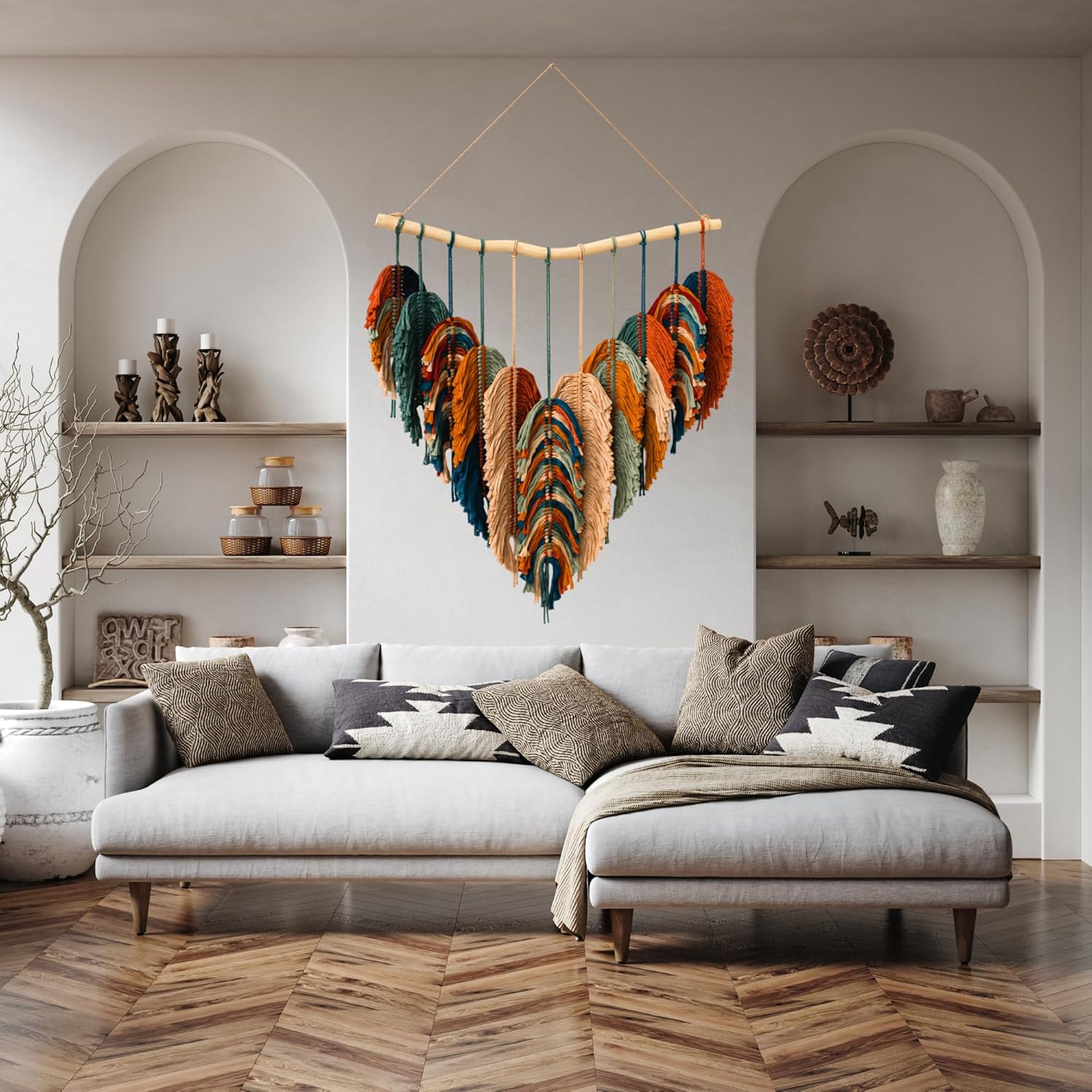 Boho Wall Decor / Orange,green, Pecock, Mustard, Begie / 31 x 39