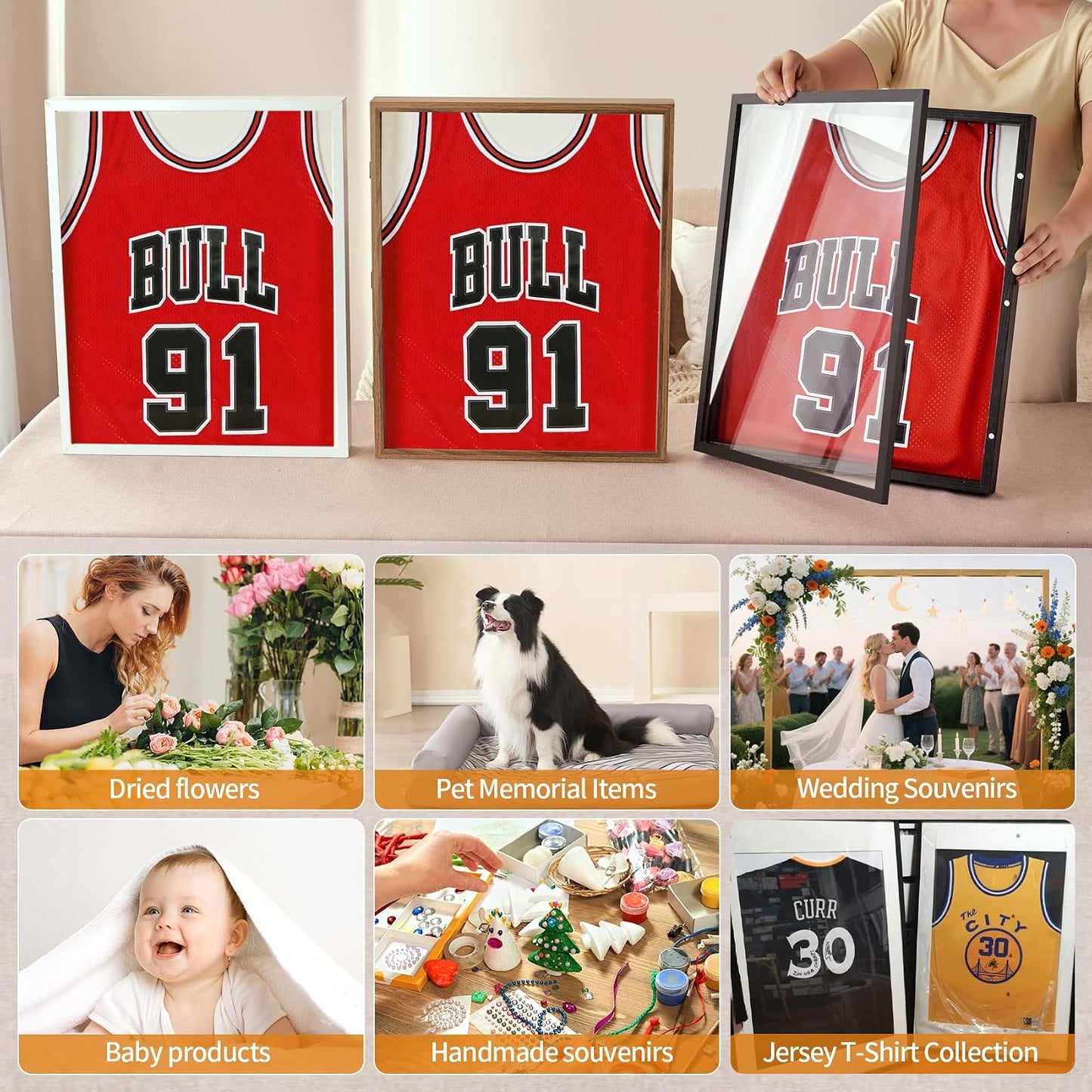 16x20 White Deep Shadow Box Picture Frame with Polished Plexiglass | Large Shadow Box Display Case with Push Pins,and