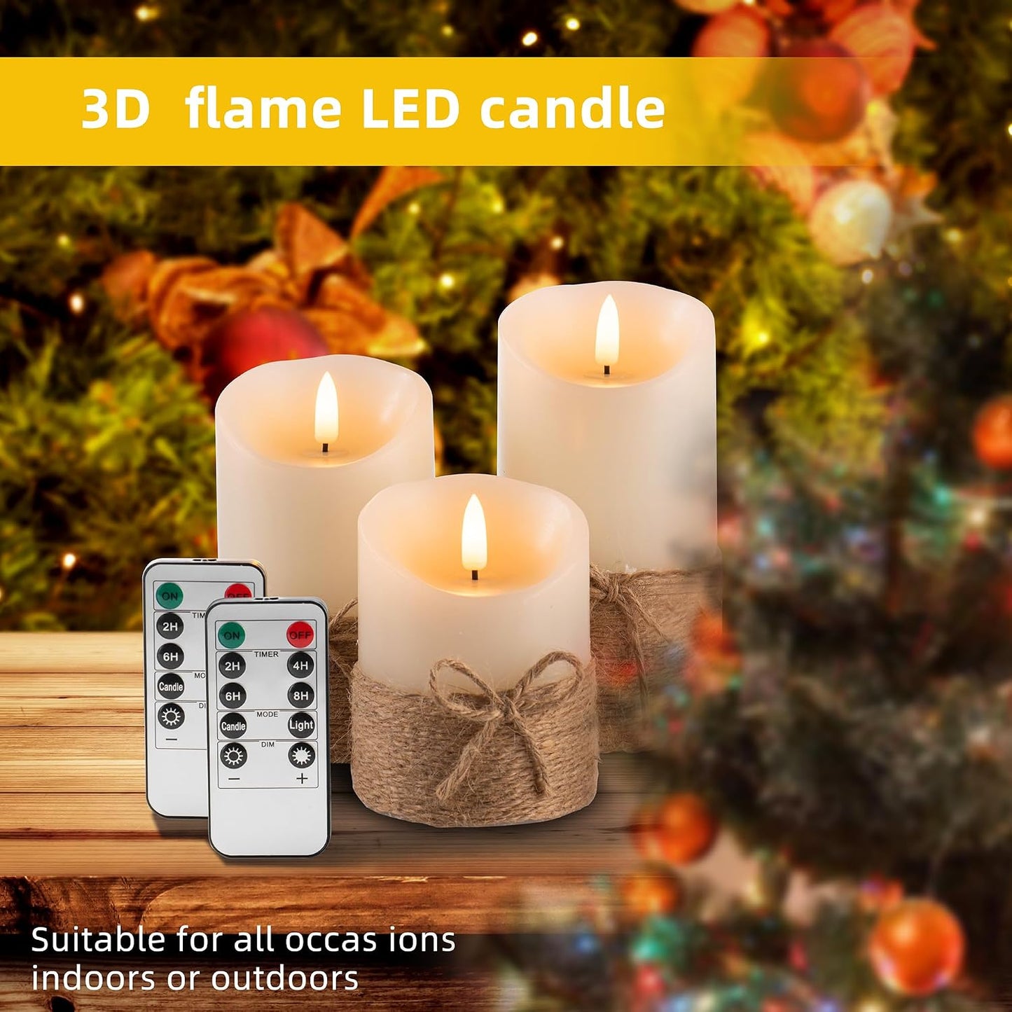 AKU TONPA Flameless Candles Battery Operated Pillar Real Wax Electric LED Candle Gift Set with Remote Control and