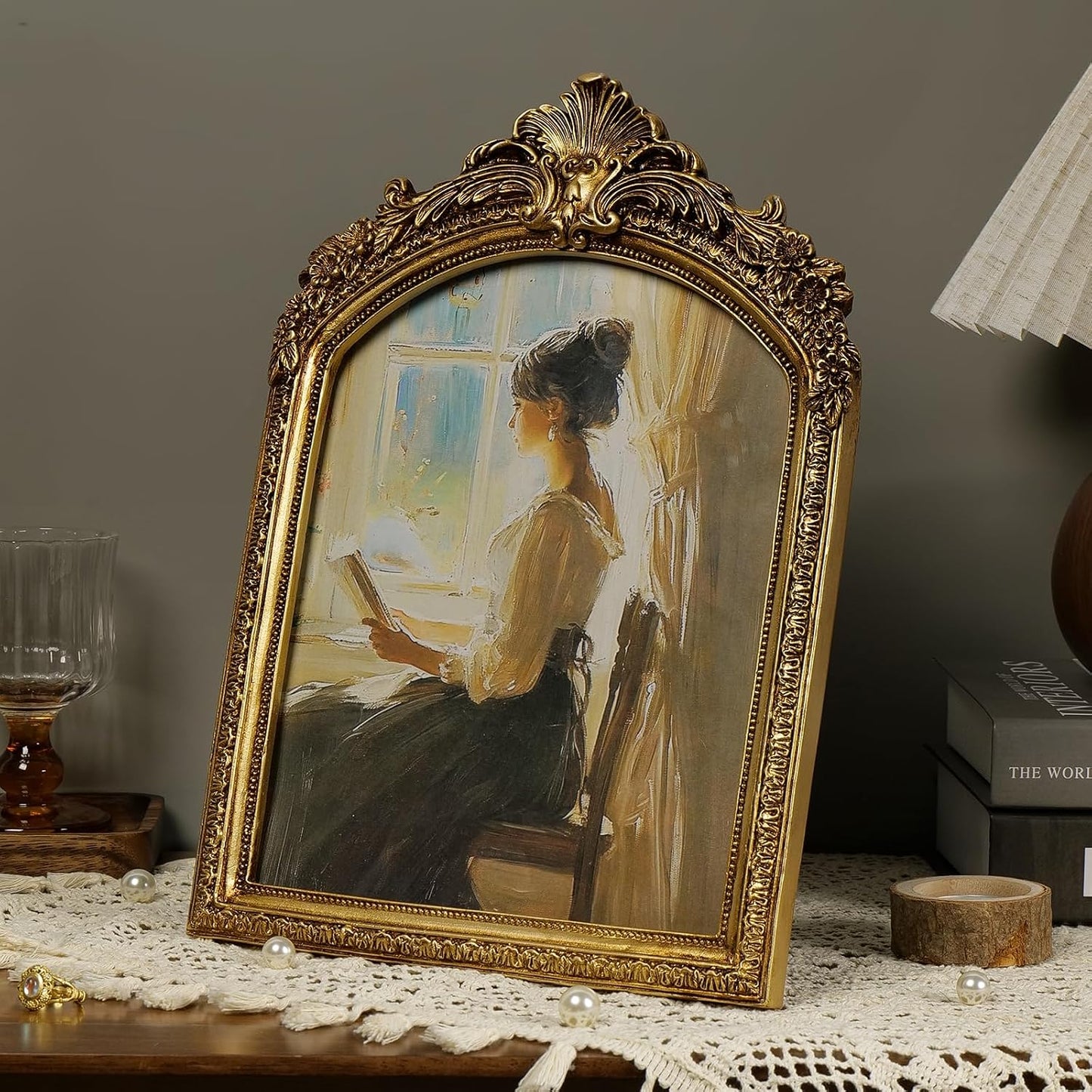 Picture Frame Vintage Gold Frames / Gold Arch / 8 x 10