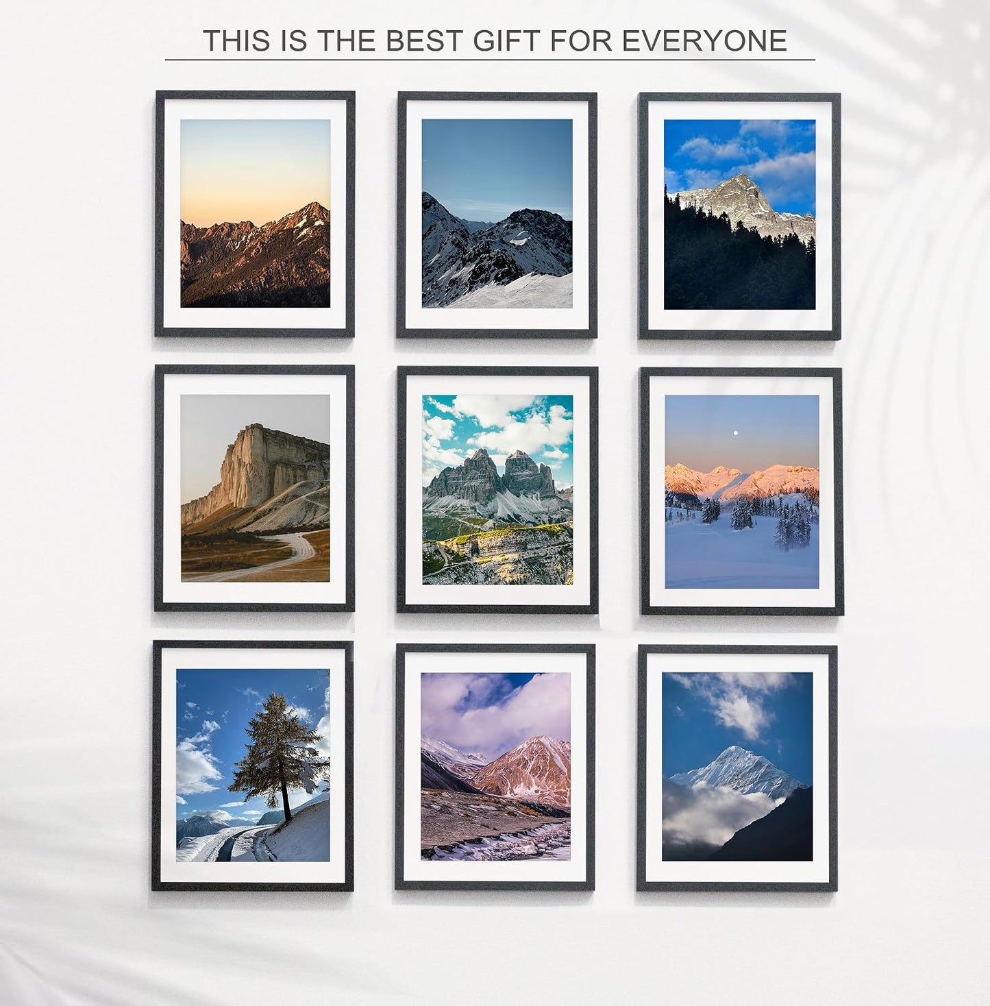 Wiscet 11x14 Picture Frame Set of 9, for Wall or Tabletop Display, Black | Display Pictures 8x10 with Mat or 11x14