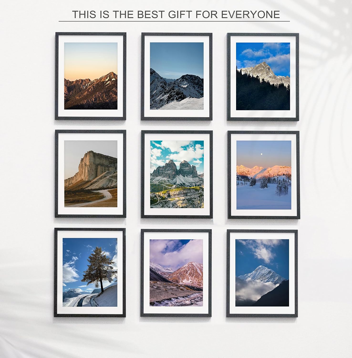 Wiscet 11x14 Picture Frame Set of 9, for Wall or Tabletop Display, Black | Display Pictures 8x10 with Mat or 11x14