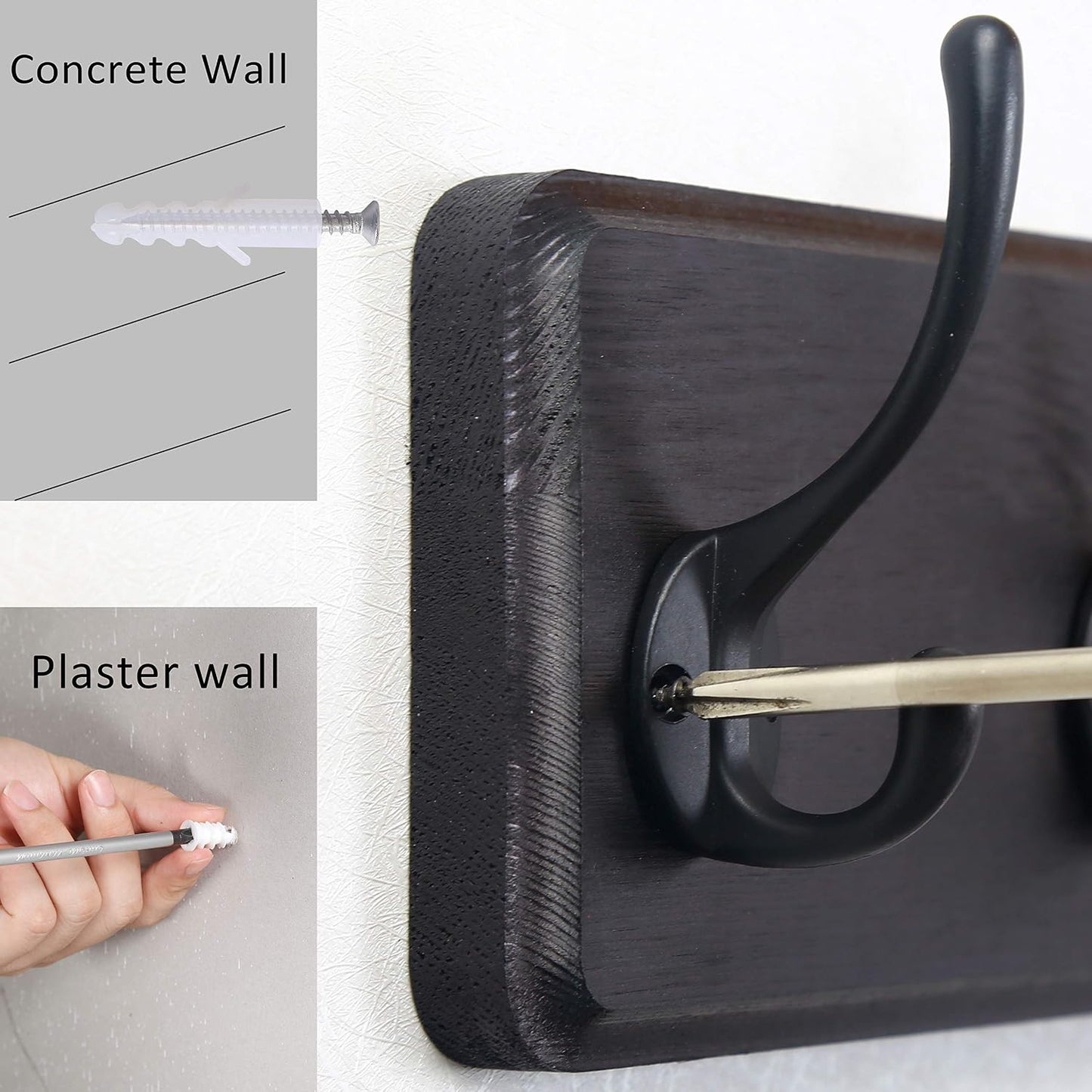 WEBI Coat Rack Wall Mount,10 Hooks,38 9/16" Long Coat Hooks Wall Mounted,16" Hole to Hole,Large Wood Coat Hanger