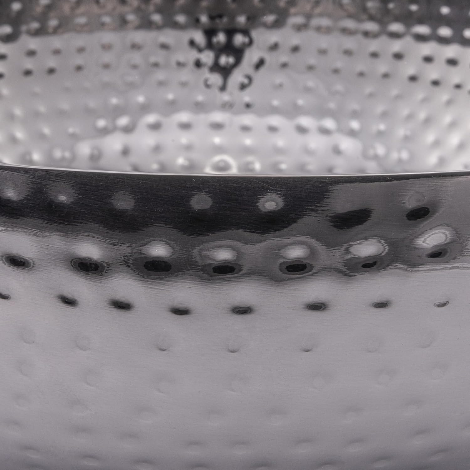 Round Hammered Metal Bowl / Oxidized Silver