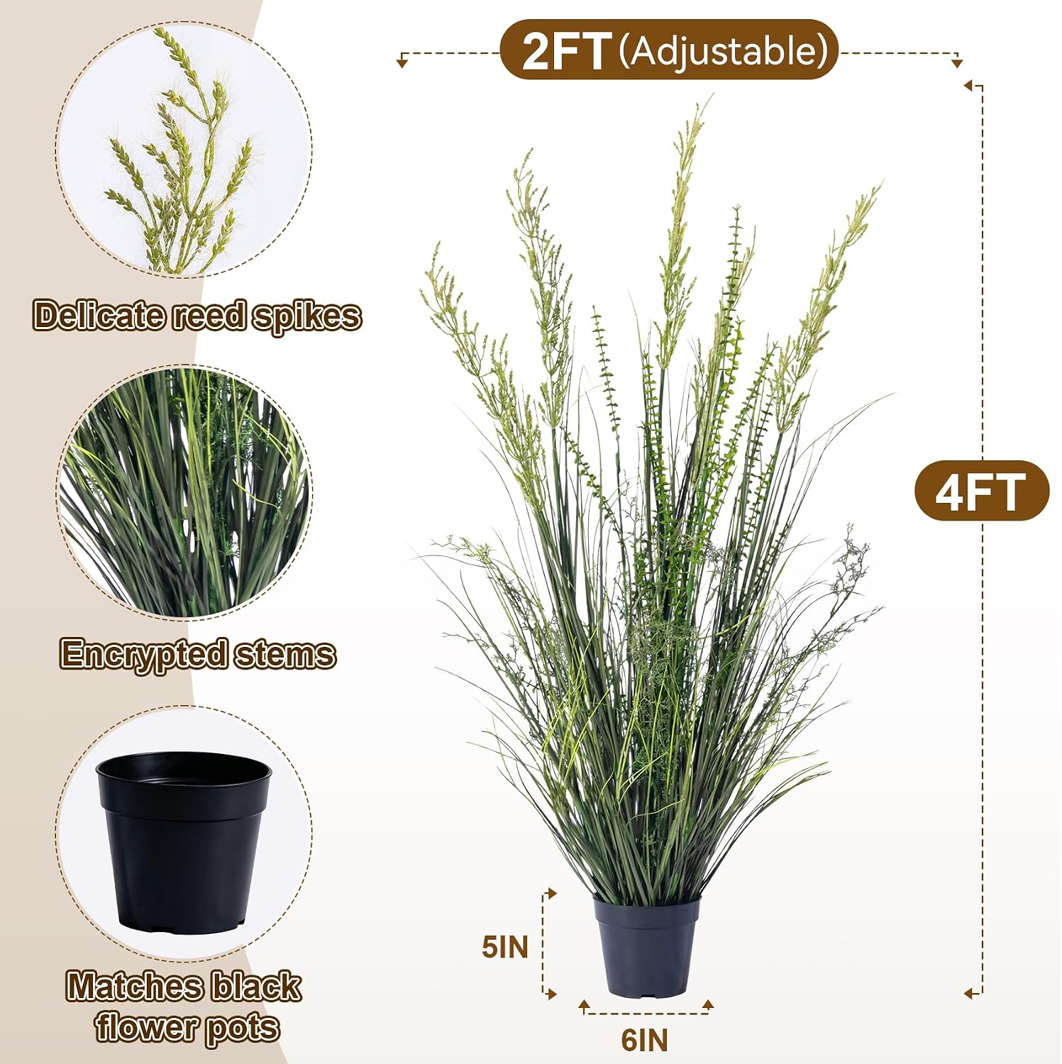 Lifelike Faux Plastic plantas Synthetic Pampas Grass Indoor Outdoor Realistic Floor / 4FT / Green