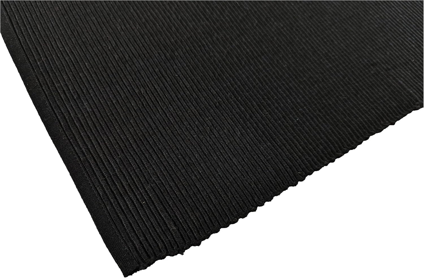 100% Cotton Ribbed Placemats - Set of 6-13 x 19 Inches - Black - Everyday Cloth Table Mats - Thick Construction