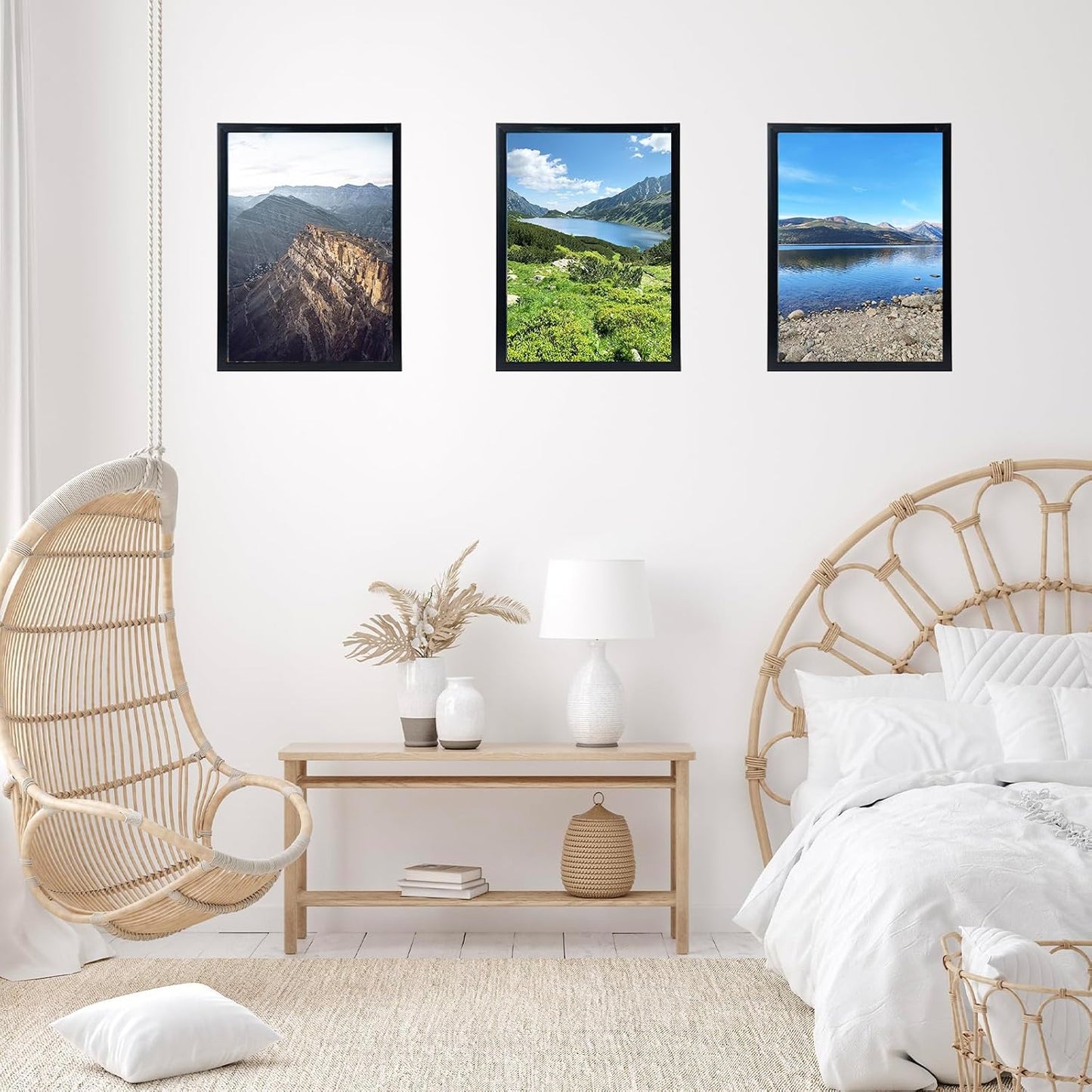JCJMY 11x16 Black Picture Frame Set of 6, Horizontal and Vertical Formats for Wall Hanging, 11 x 16 Wall Gallery Poster