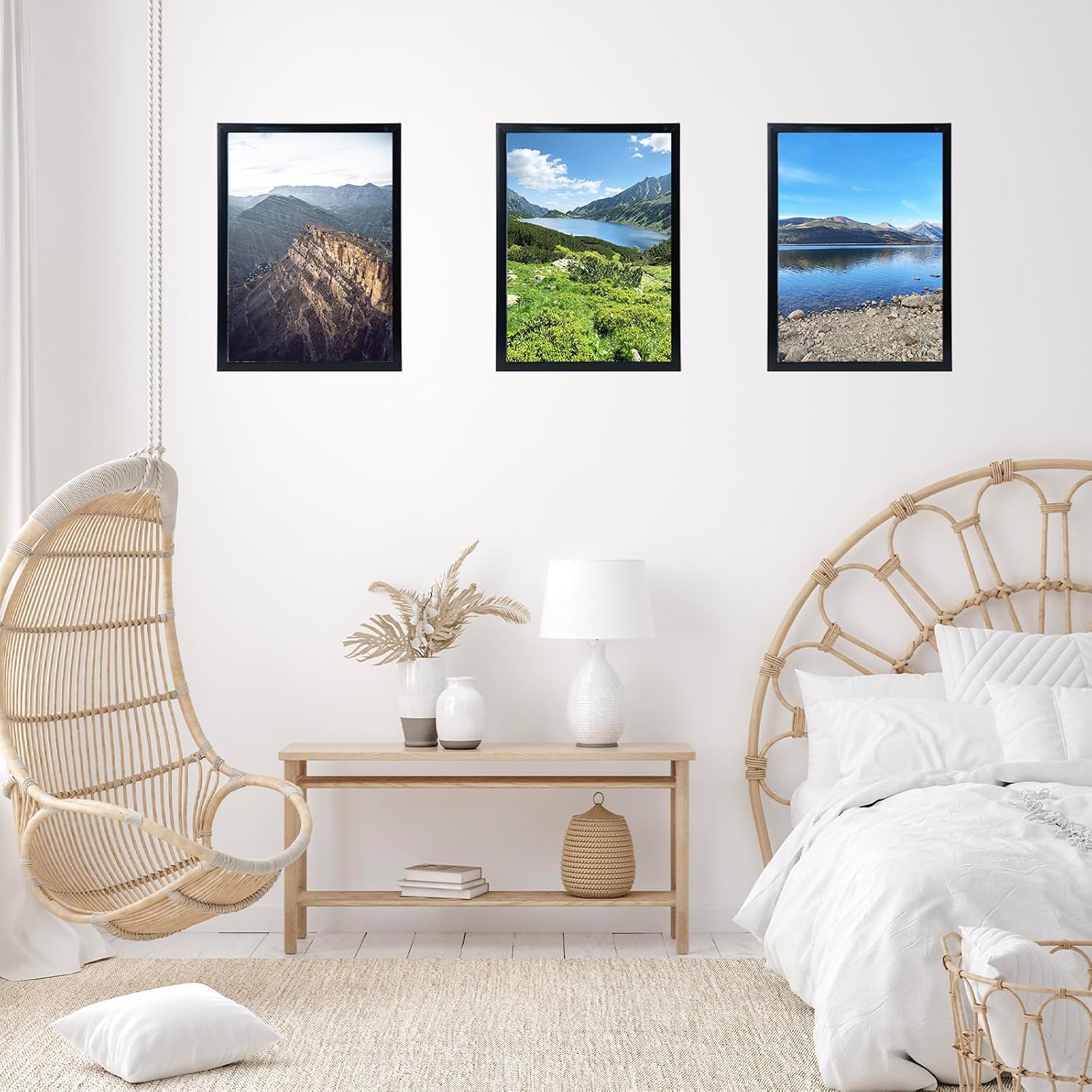JCJMY 11x16 Black Picture Frame Set of 6, Horizontal and Vertical Formats for Wall Hanging, 11 x 16 Wall Gallery Poster