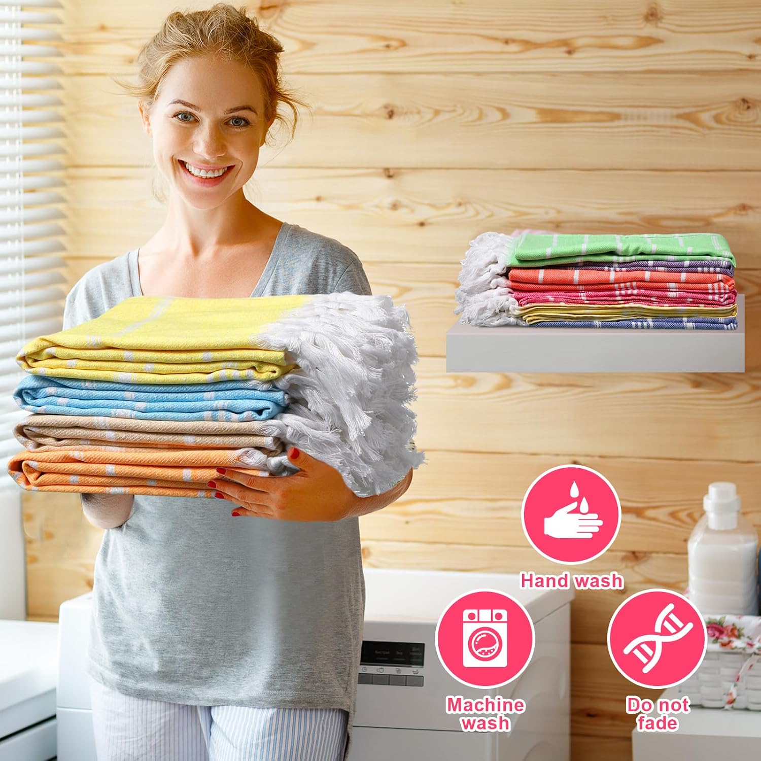 SmoothNovelty 12 Pcs Turkish Beach Towel 30 x 60 Inch Extra Large Lightweight Travel Towel Cotton Turkish Bath Towels