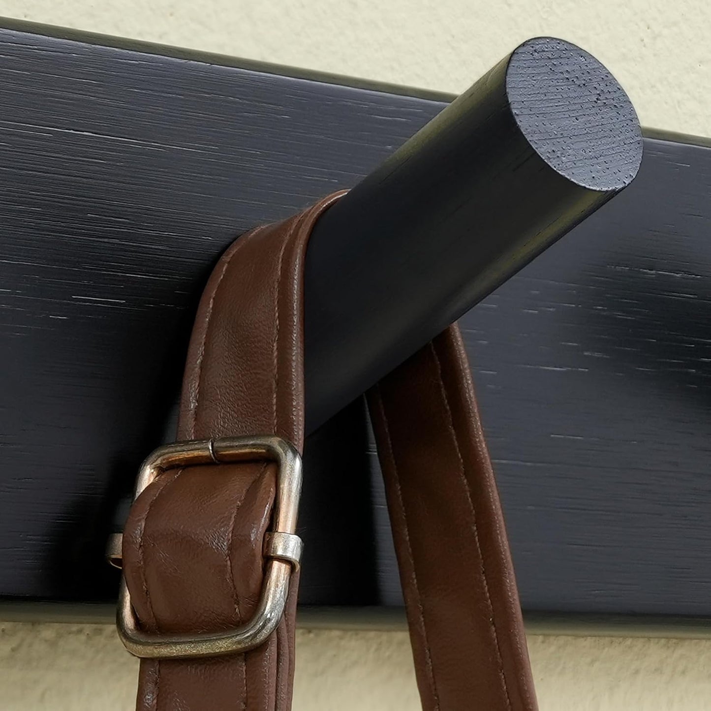 SKOLOO Wall Mounted Coat Rack 38", 10 Hooks, Bamboo, Shaker Style, Black | Wood wall hooks, painted finish, 100-lb cap