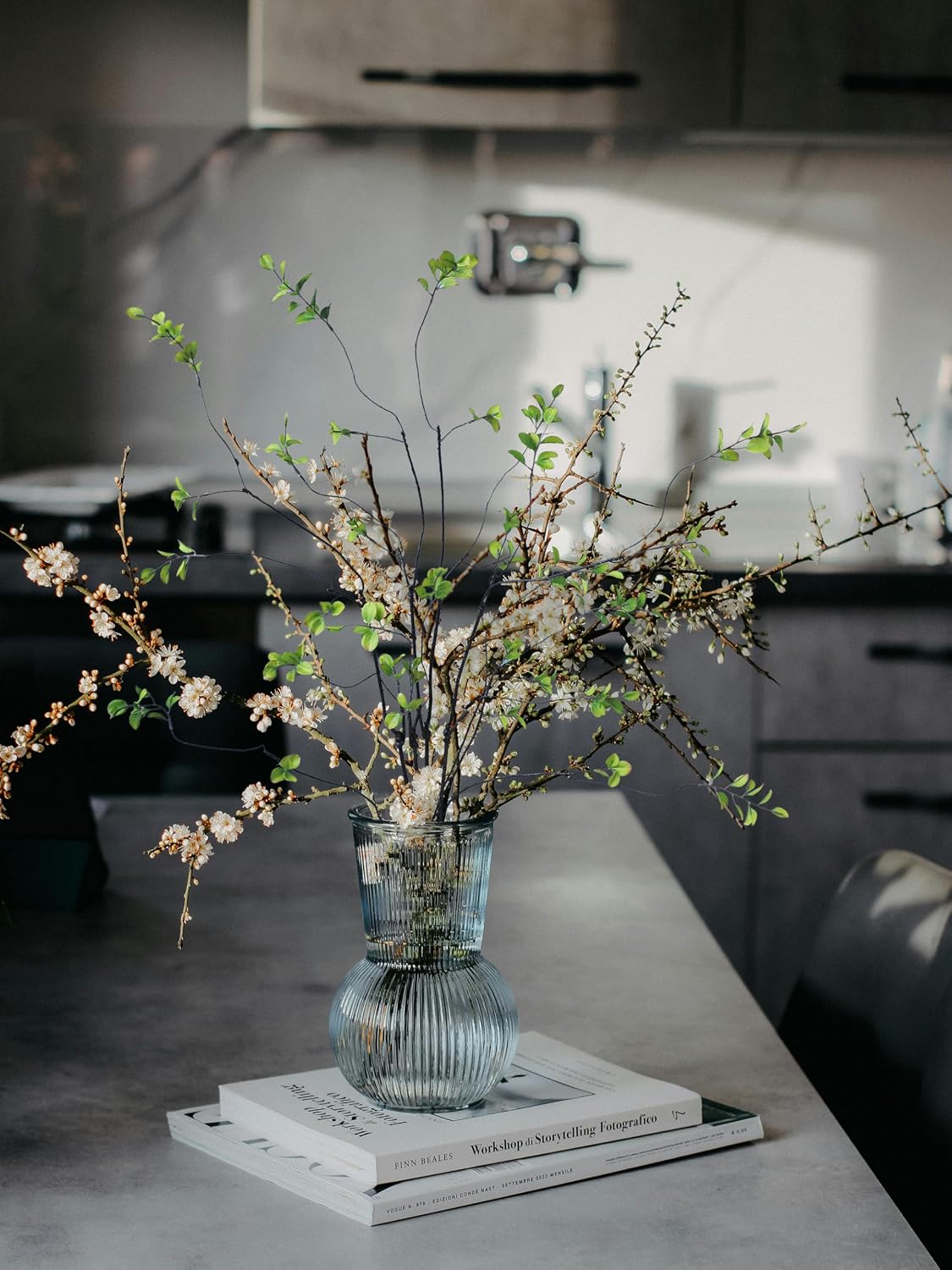 38" Ficus Fake Leaves Silk Artificial Plants Tree Tall Greenery Stems Realistic / Green / Set of 4