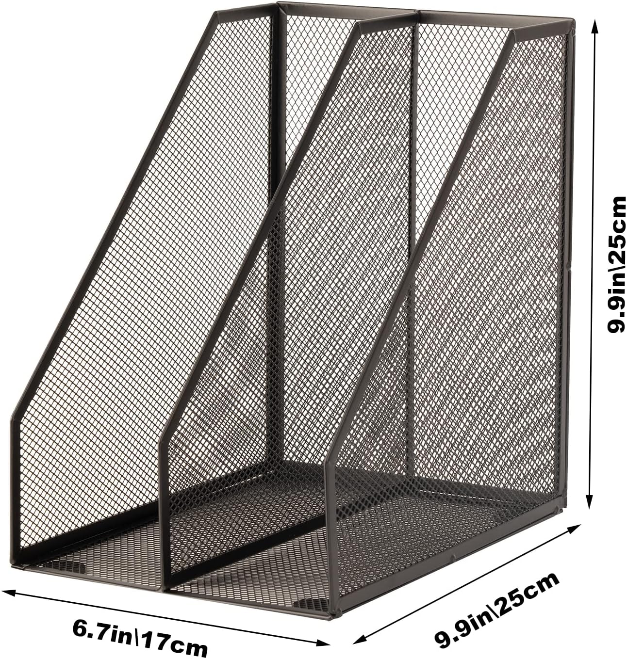 2 Set Magazine Holder Metal Wire, 2 Compartments Mesh File Holder for Desk, Office Desk Accessories Decorative File