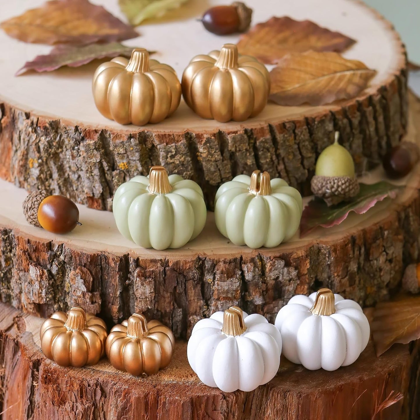 Kate Aspen 12pcs Fall Decor Gold Pumpkin Place Card Holder, Place Settings, Perfect for Thanksgiving Table Decor, Fall