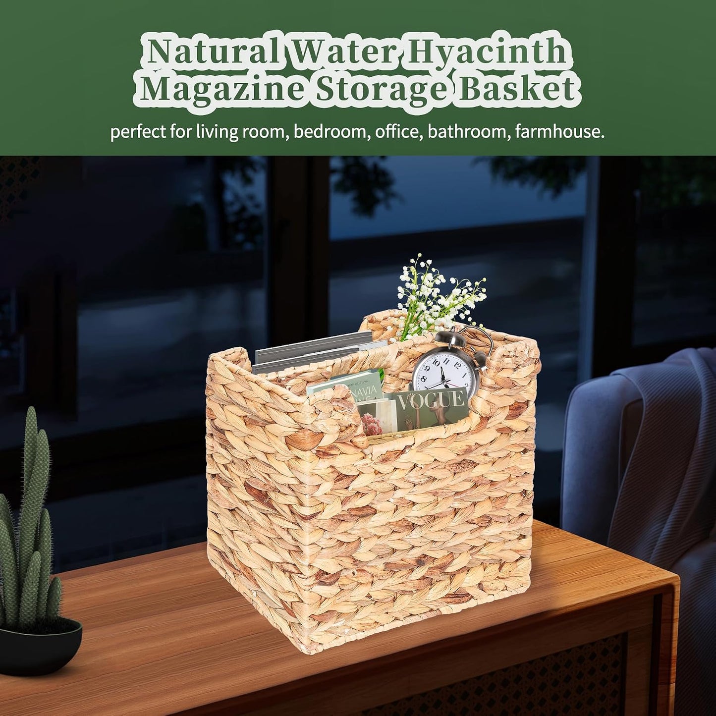 Magazines Holder - Wicker Magazine Rack, Handwoven Magazine Holders for Bathroom, Magazine Organizer for Books