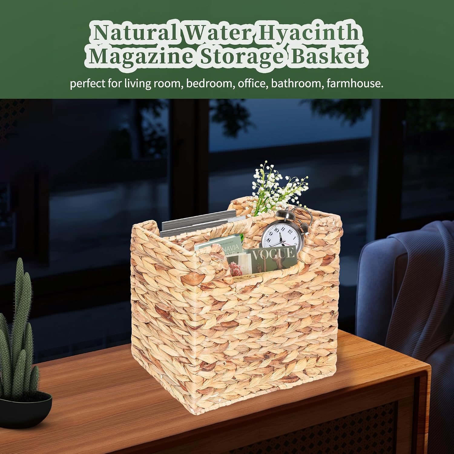 Magazines Holder - Wicker Magazine Rack, Handwoven Magazine Holders for Bathroom, Magazine Organizer for Books