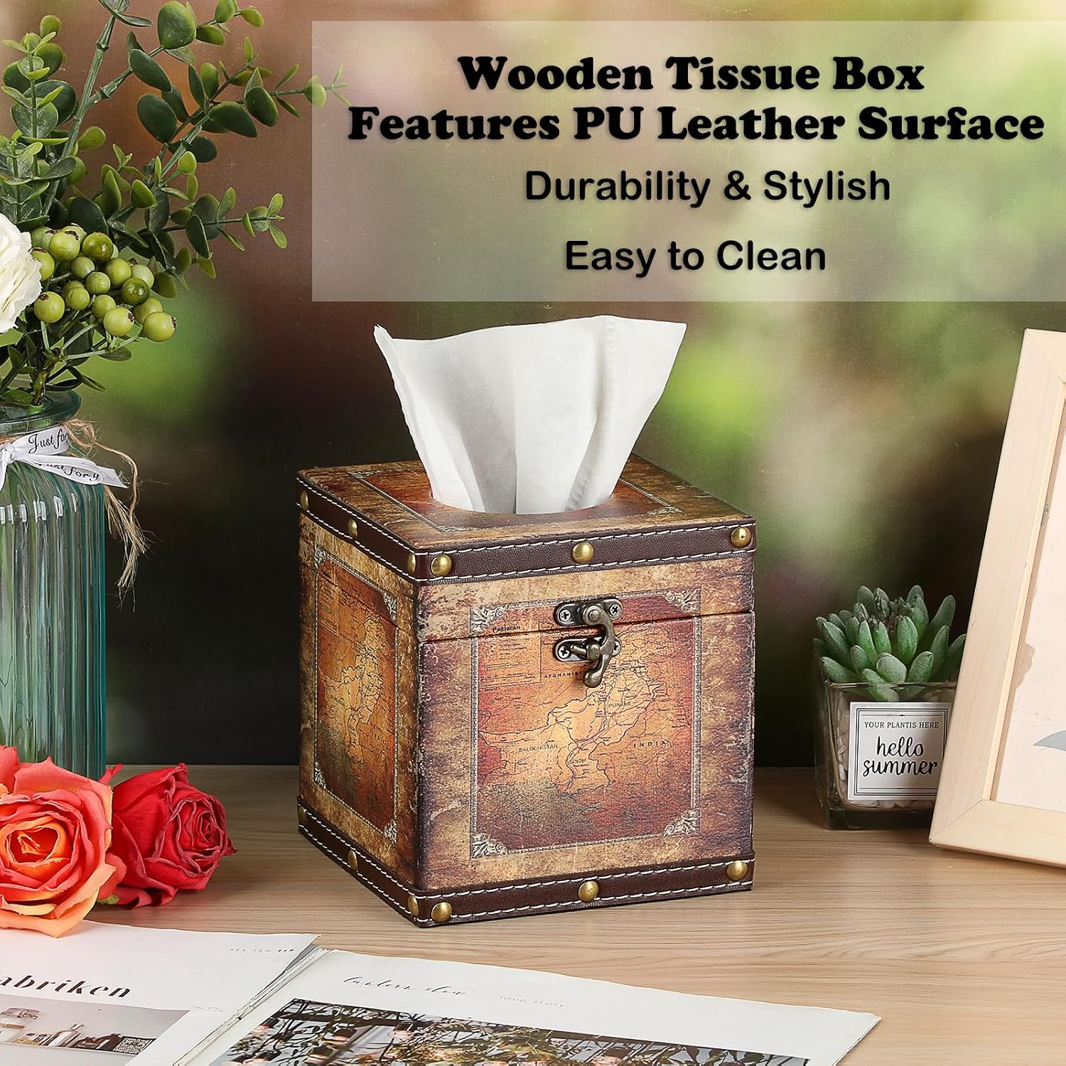 Wooden Aesthetic Tissue Box Cover
