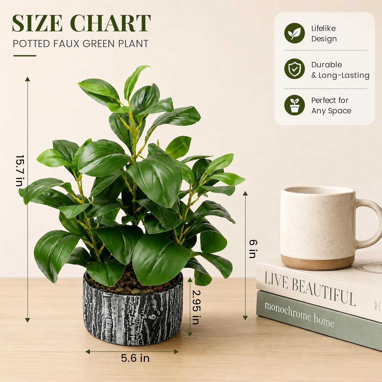 15.7" Artificial Plants Indoor / Green Style A