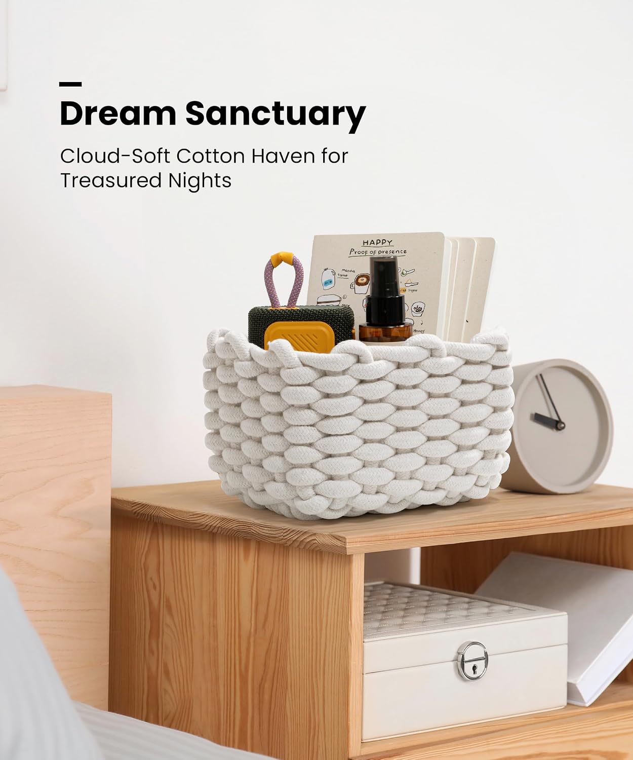 Woven Decorative Storage Bins for Shele / White & White / Set of 2