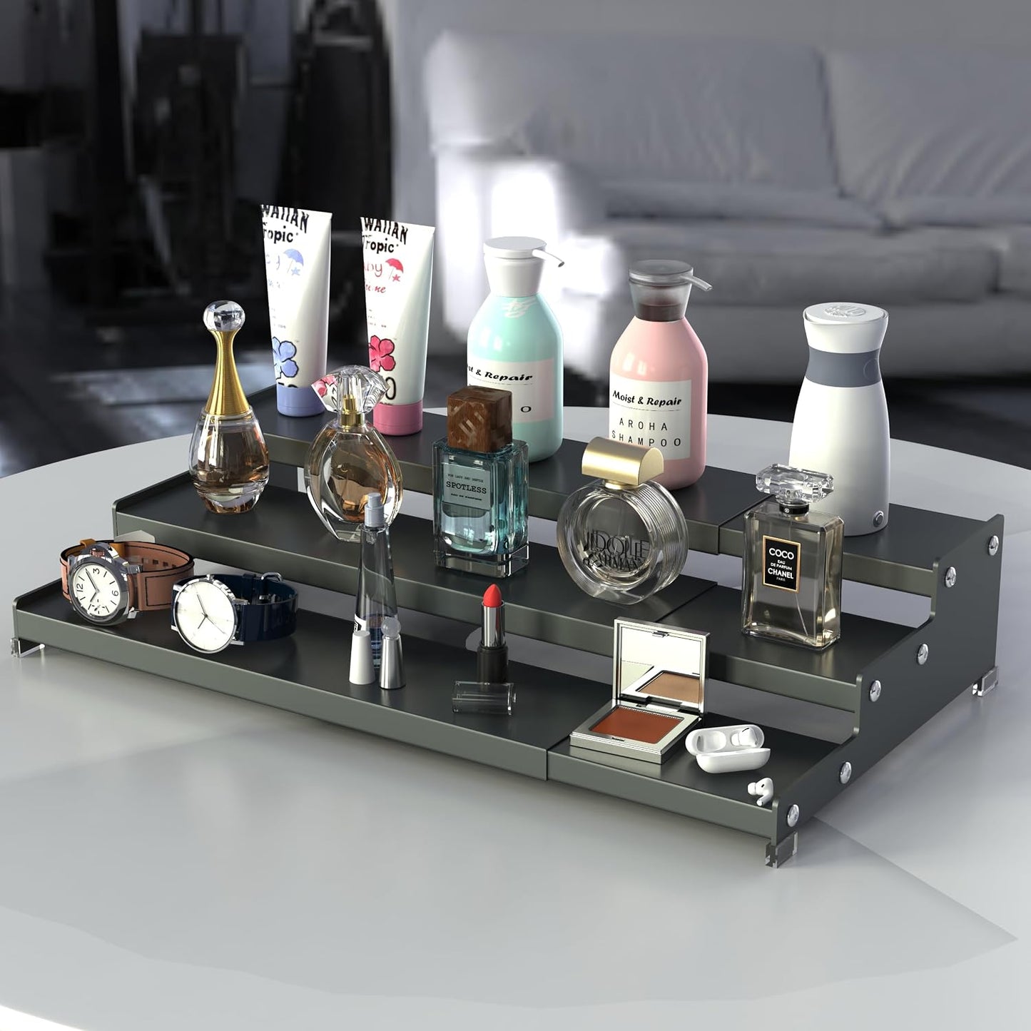 Expandable Spice Rack Storage organizer with 3-Tier step shelf cabinet,seasoning rack organizion.Great for Kitchen