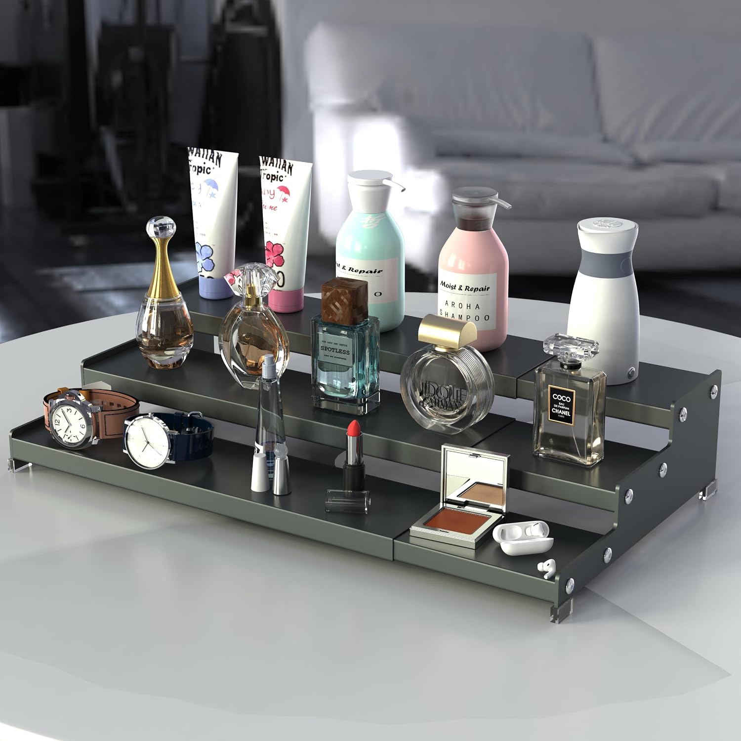 Expandable Spice Rack Storage organizer with 3-Tier step shelf cabinet,seasoning rack organizion.Great for Kitchen