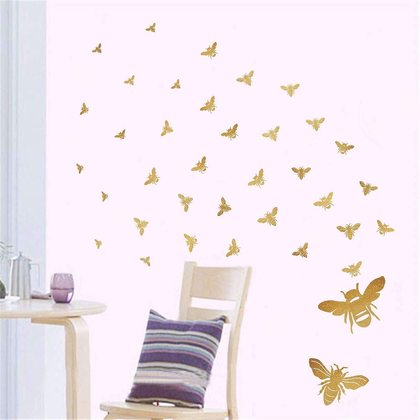 Bee Wall Decals Honey Bees Wall Decor Bee Stickers Honey Bees Decals Honeycomb Walls Decal / Gold