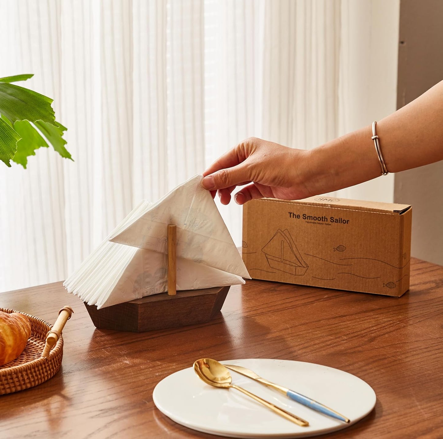 HMC Wooden Sailboat Napkin Holder
