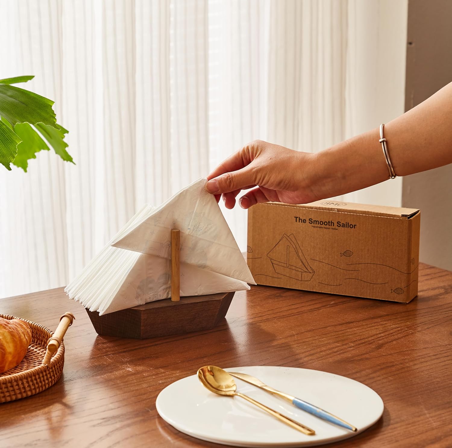 HMC Wooden Sailboat Napkin Holder