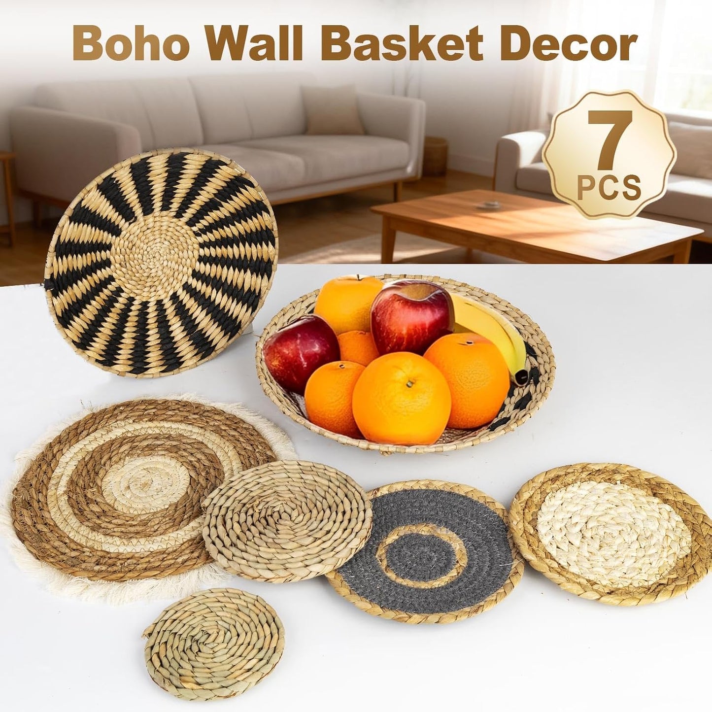 Boho Wall Basket Set / Set of 7