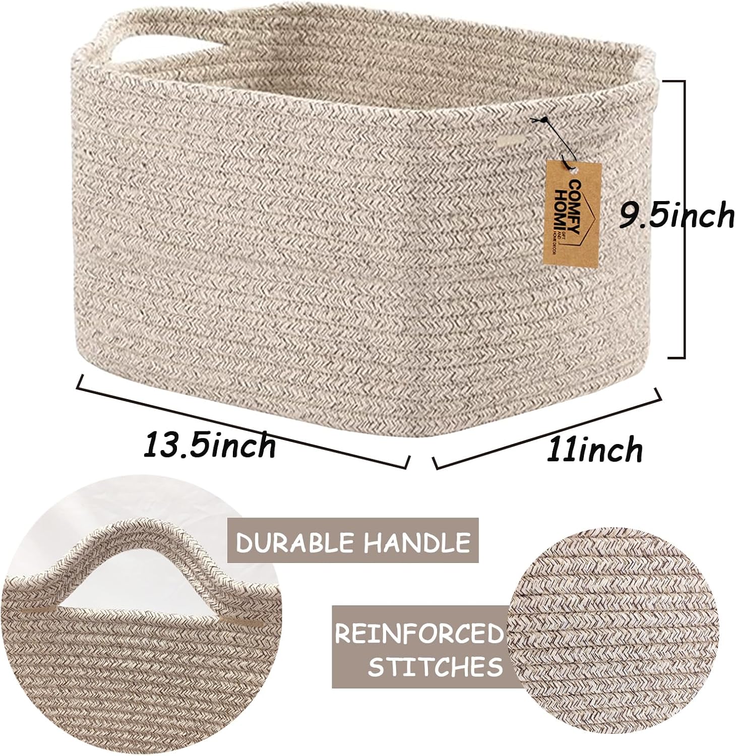 Woven Baskets for Storage / 13.5 x 11 x 9.5 / All Brown