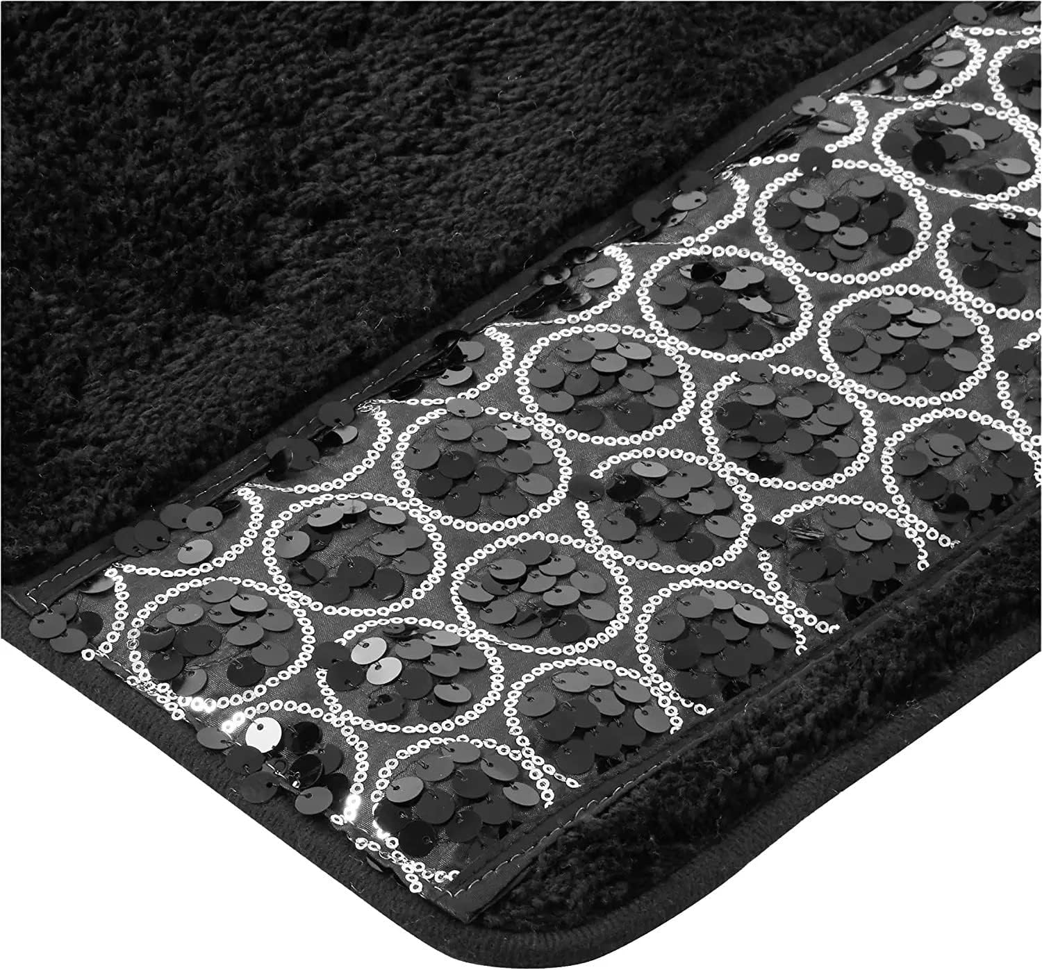 Zahari Home Sinatra Black Bathroom Rug Classic Luxury Bath Rug Contemporary Decor Black Bath Mat for Shower Unique