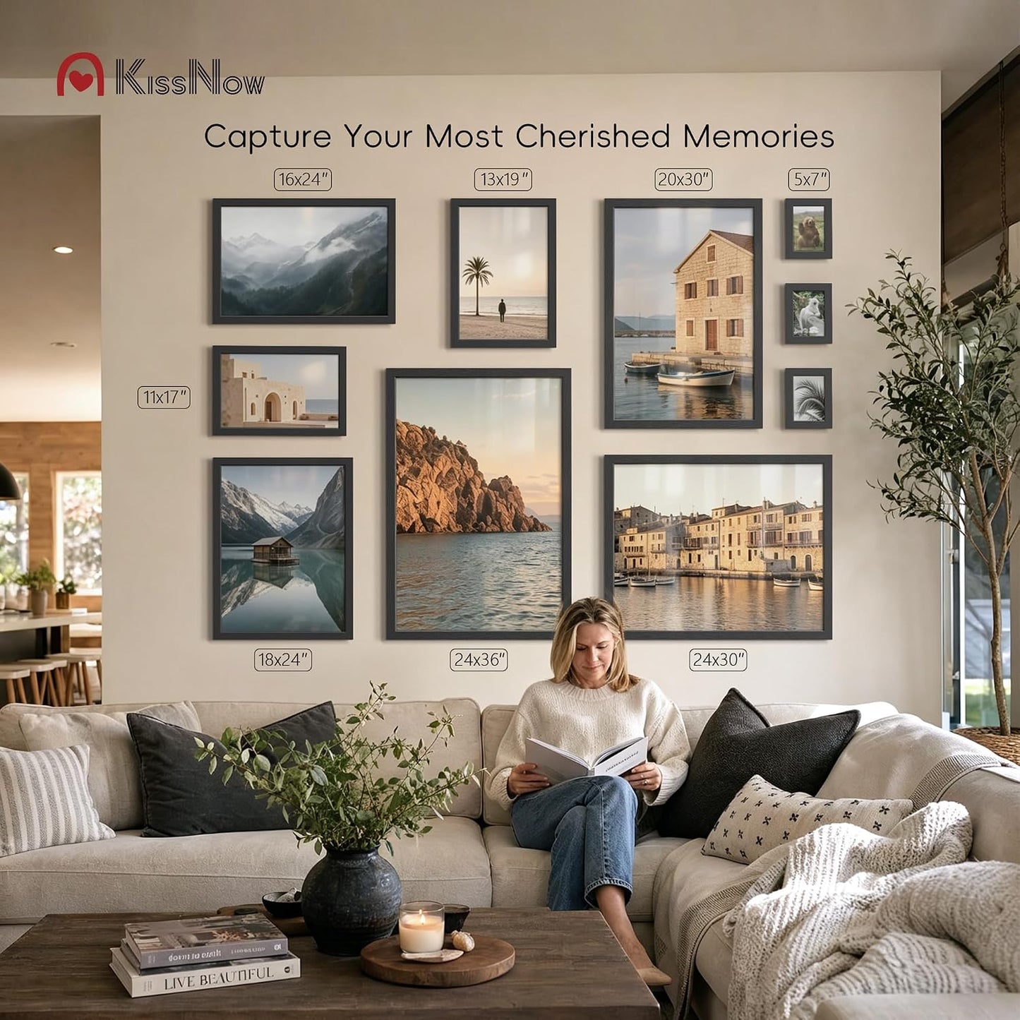 18x24 Poster Frame 4 Pack, Black Solid Wood, Gallery Wall Decor | Wall Hanging, Thick & Wide Border, Clear Plexiglass