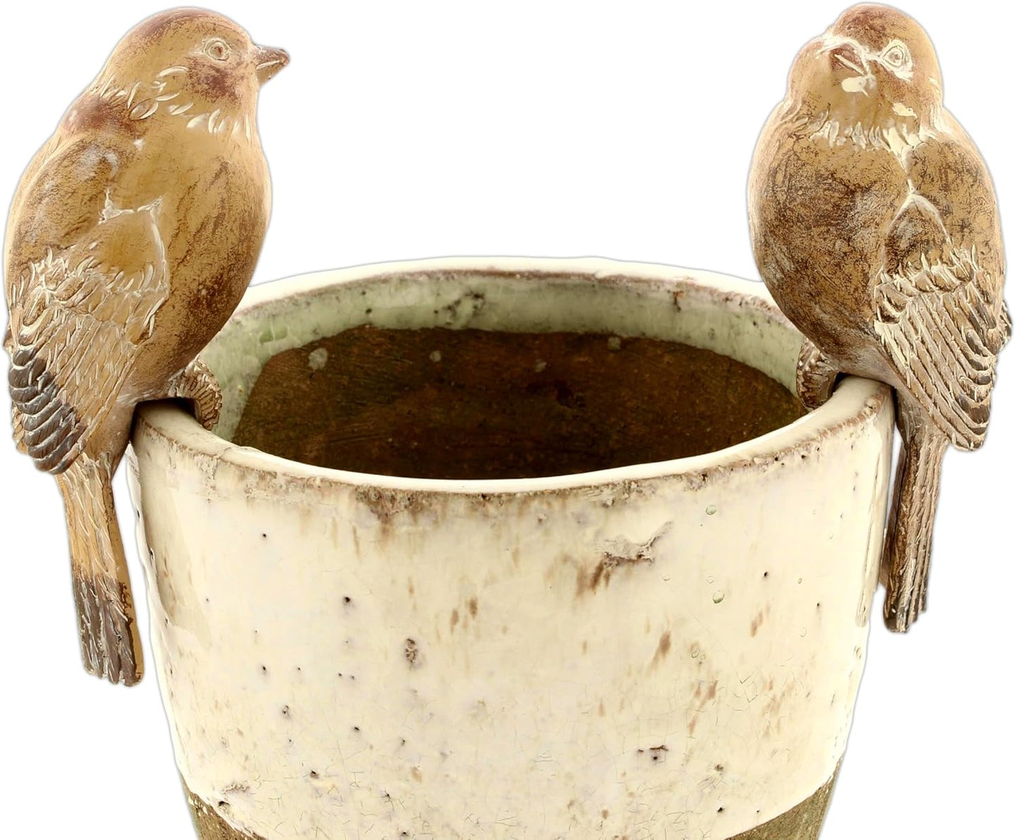 Hand-Painted Rustic Sitting Pot Hanger Birds Set